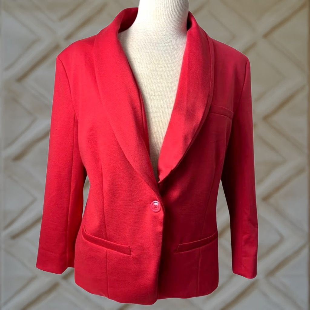 Mossimo Mossimo Blazer Red Knit One Button NWT Size L Women Vintage: No? Size L / US 10 / IT 46 - 1 Thumbnail