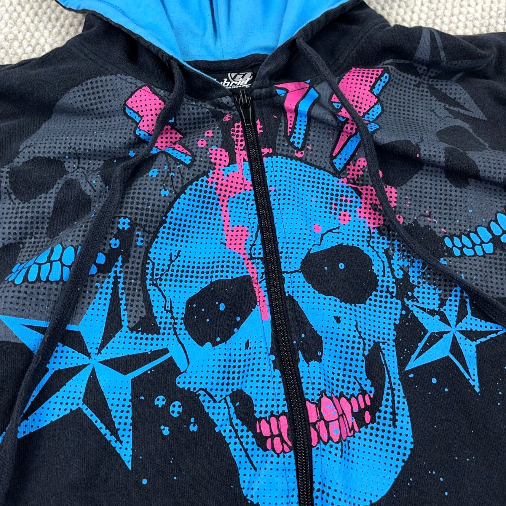 VINTAGE Hybird Hoodie Men Large Full Zip Jacket Graphic