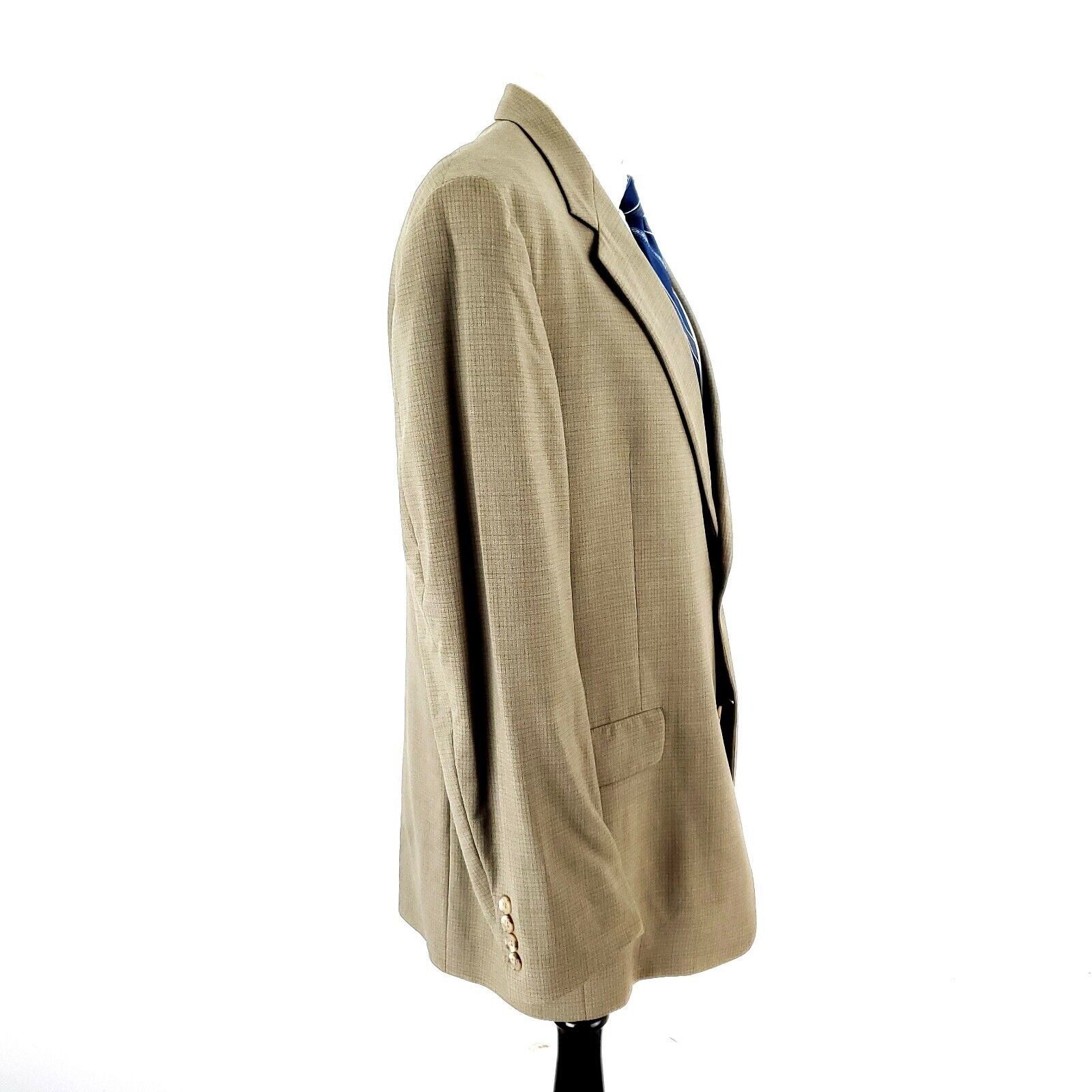 Hart Schaffner Marx Hart Schaffner Marx Wool 2 Button Blazer 42L Beige Windowpan Size 42L - 6 Thumbnail