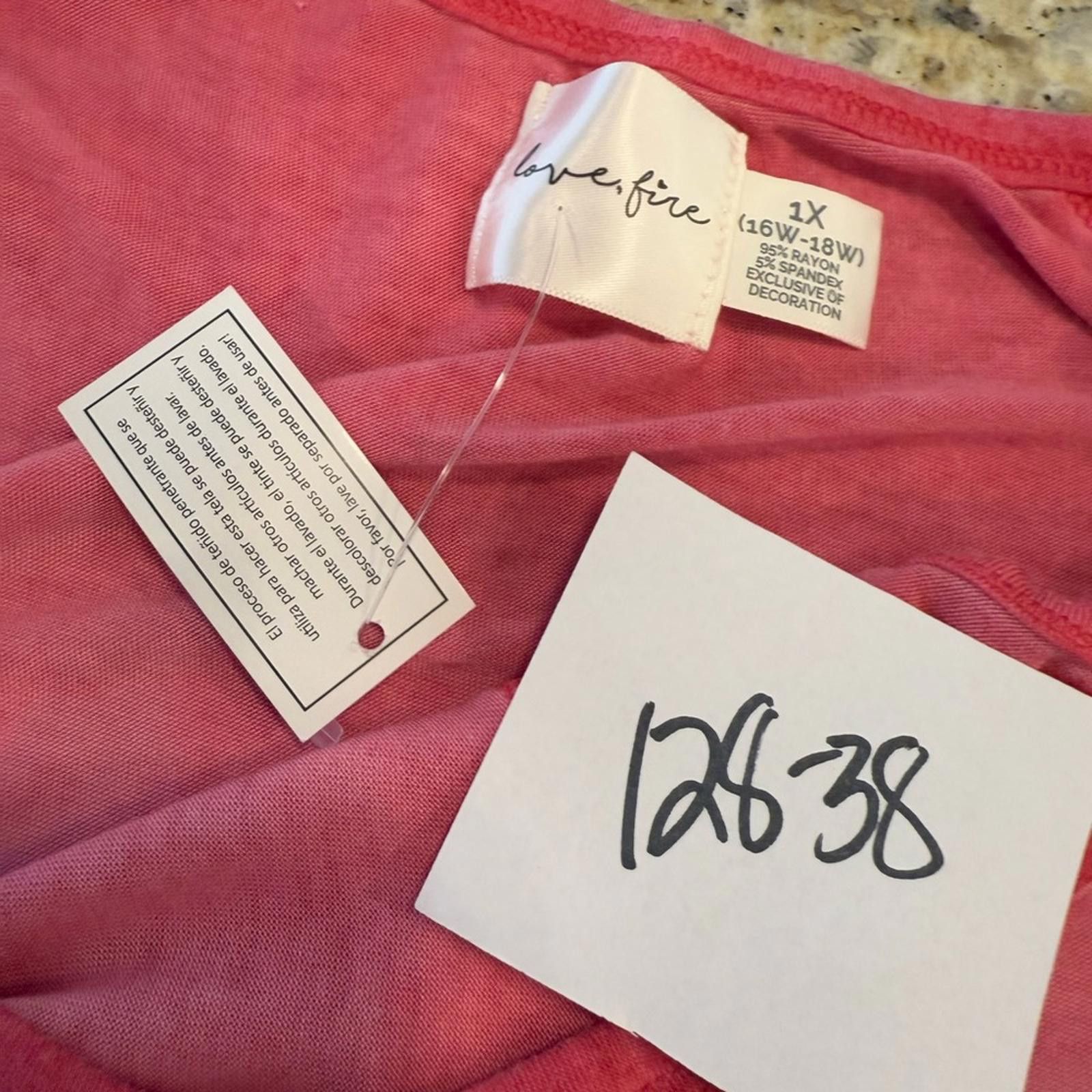 Other Love Fire pinkish red tunic top mini dress plus SZ 1X Size XL / US 12-14 / IT 48-50 - 9 Thumbnail
