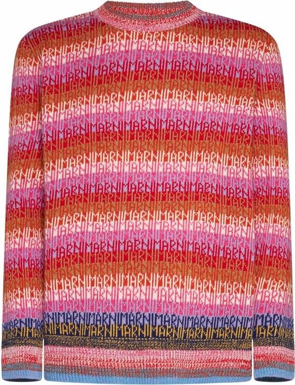 Marni o1mle1025 Striped Intarsia Logo Sweater in Multicolor Size US M / EU 48-50 / 2 - 1 Preview