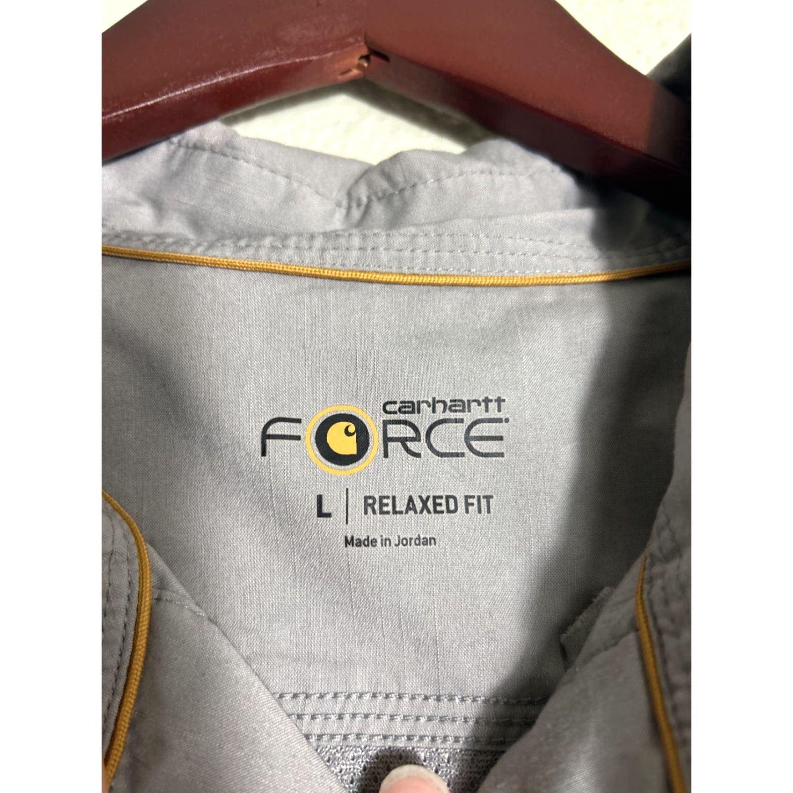 Carhartt Carhartt Force Shirt Mens Large Relaxed Short Sleeve Gray Embroidered Button-Up Collar Workwear Pocket Zip Vented Pockets Outdoor 102417 066 Size US L / EU 52-54 / 3 - 6 Thumbnail