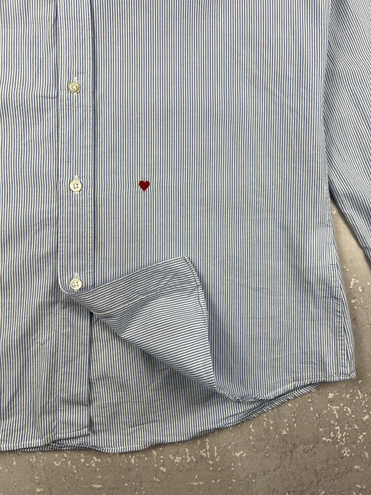 Moschino Vintage Moschino Mini Heart LS Cotton Striped Shirt Size US S / EU 44-46 / 1 - 3 Thumbnail