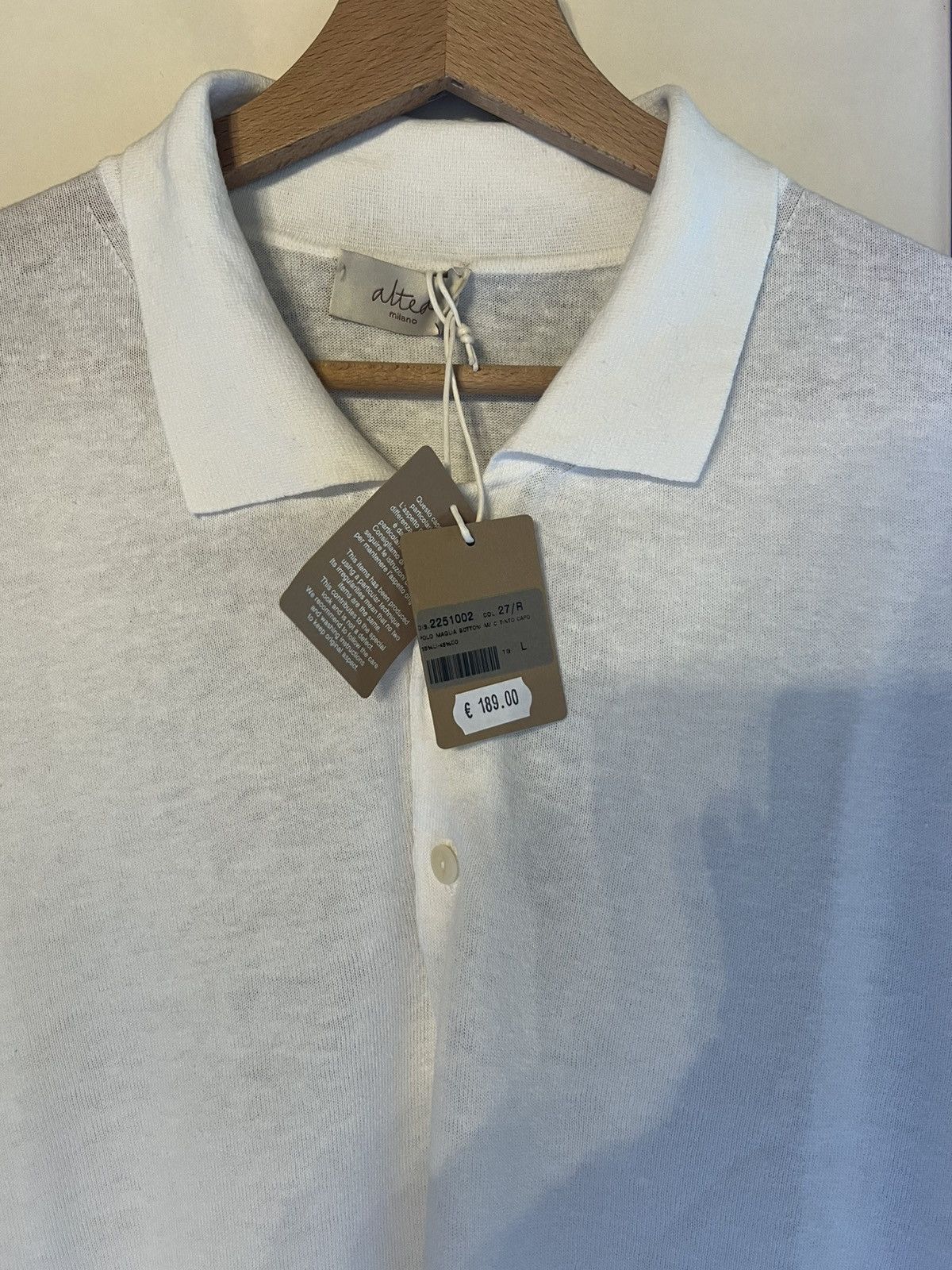 Altea Altea linen Polo with Button in white Size US L / EU 52-54 / 3 - 6 Thumbnail