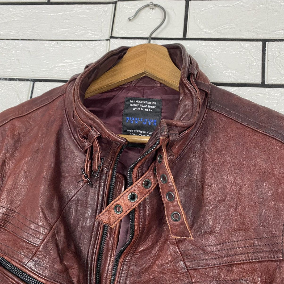 Japanese Brand 🔥VINTAGE SOFT LEATHER JACKET BIKER NICOLE CLUB ISSEY MIYAKE Size US S / EU 44-46 / 1 - 17 Thumbnail