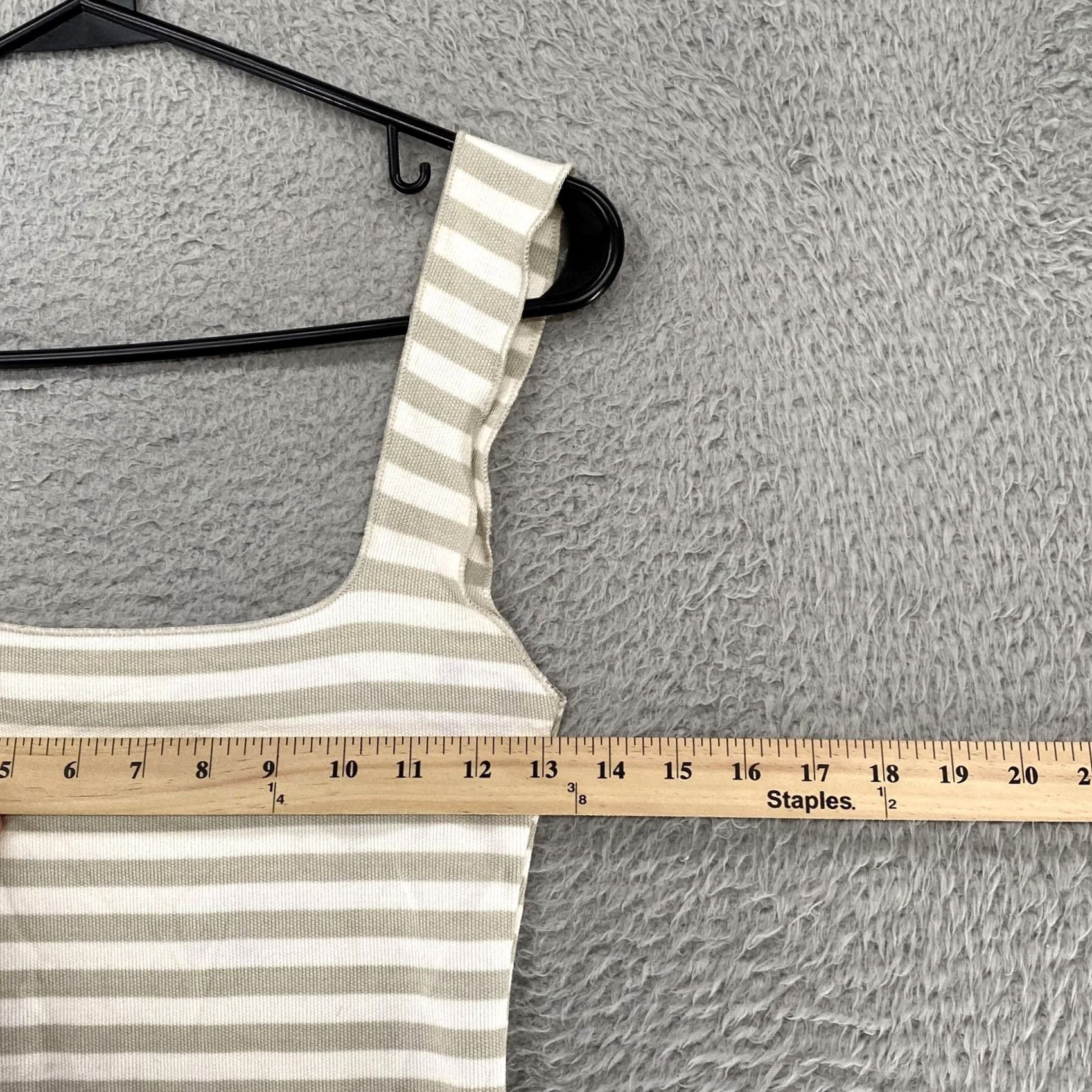 Zara VINTAGE Zara Dress Womens Small Beige White Stripe Ribbed Bodycon Tank Mini Knit Stretch Size S / US 4 / IT 40 - 5 Thumbnail