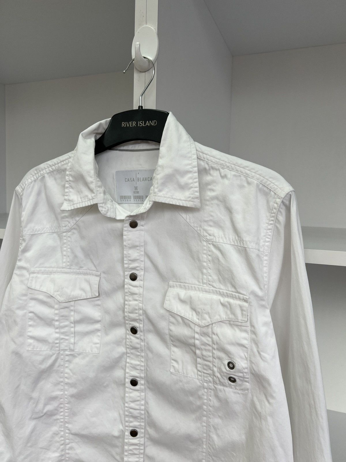 Casablanca × Designer × Vintage Vintage CasaBlanca Denim White Button Up Shirt Size US M / EU 48-50 / 2 - 8 Thumbnail
