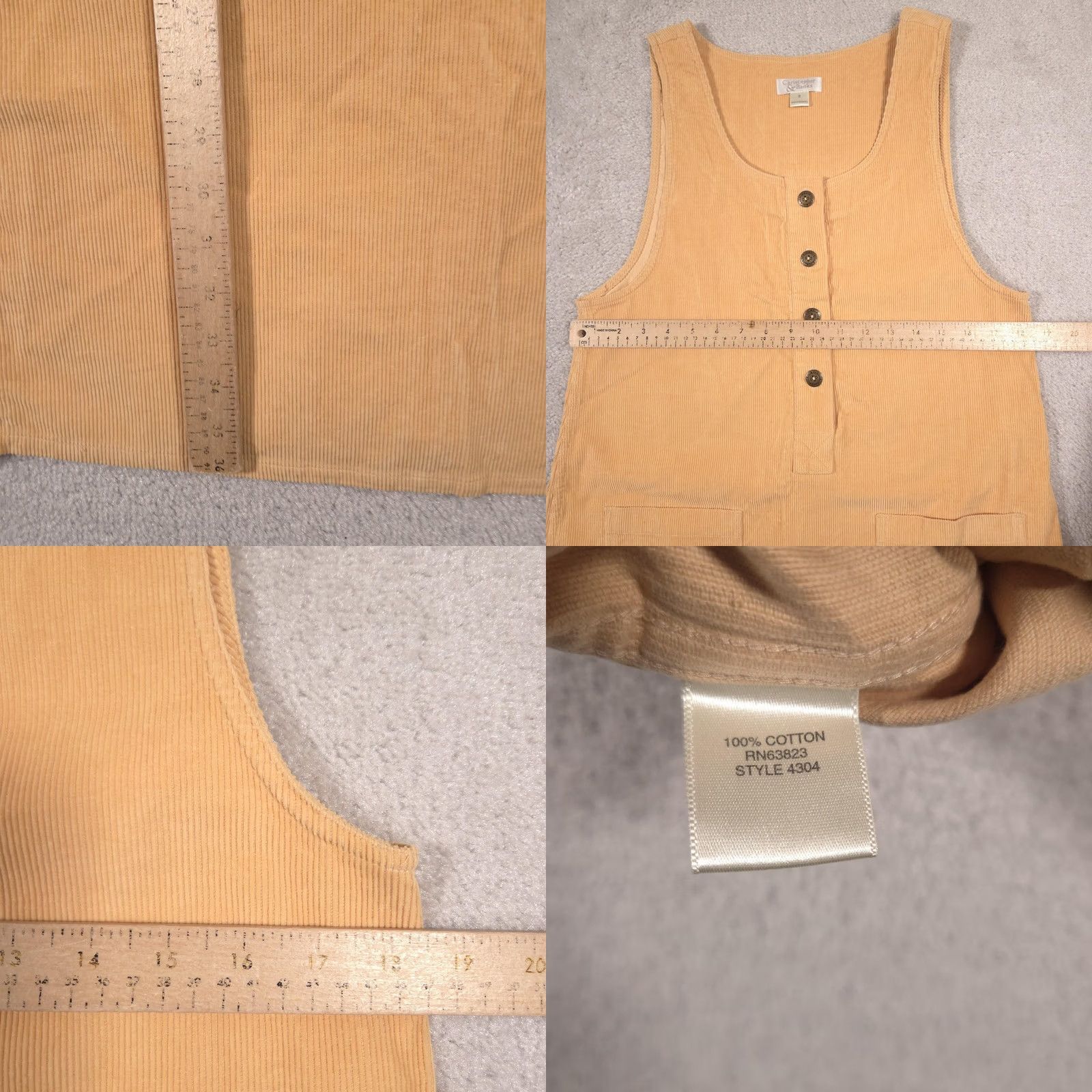 Vintage Christopher & Banks Womens S Beige Corduroy Shift Dress - Casual Workwear Size S / US 4 / IT 40 - 8 Thumbnail