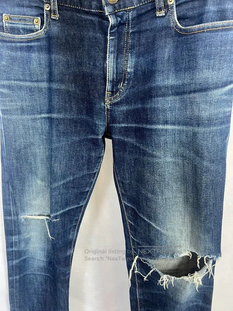 Saint Laurent Paris Saint Laurent Blue Ripped Cat Scratch Jeans. Size US 31 - 3 Thumbnail