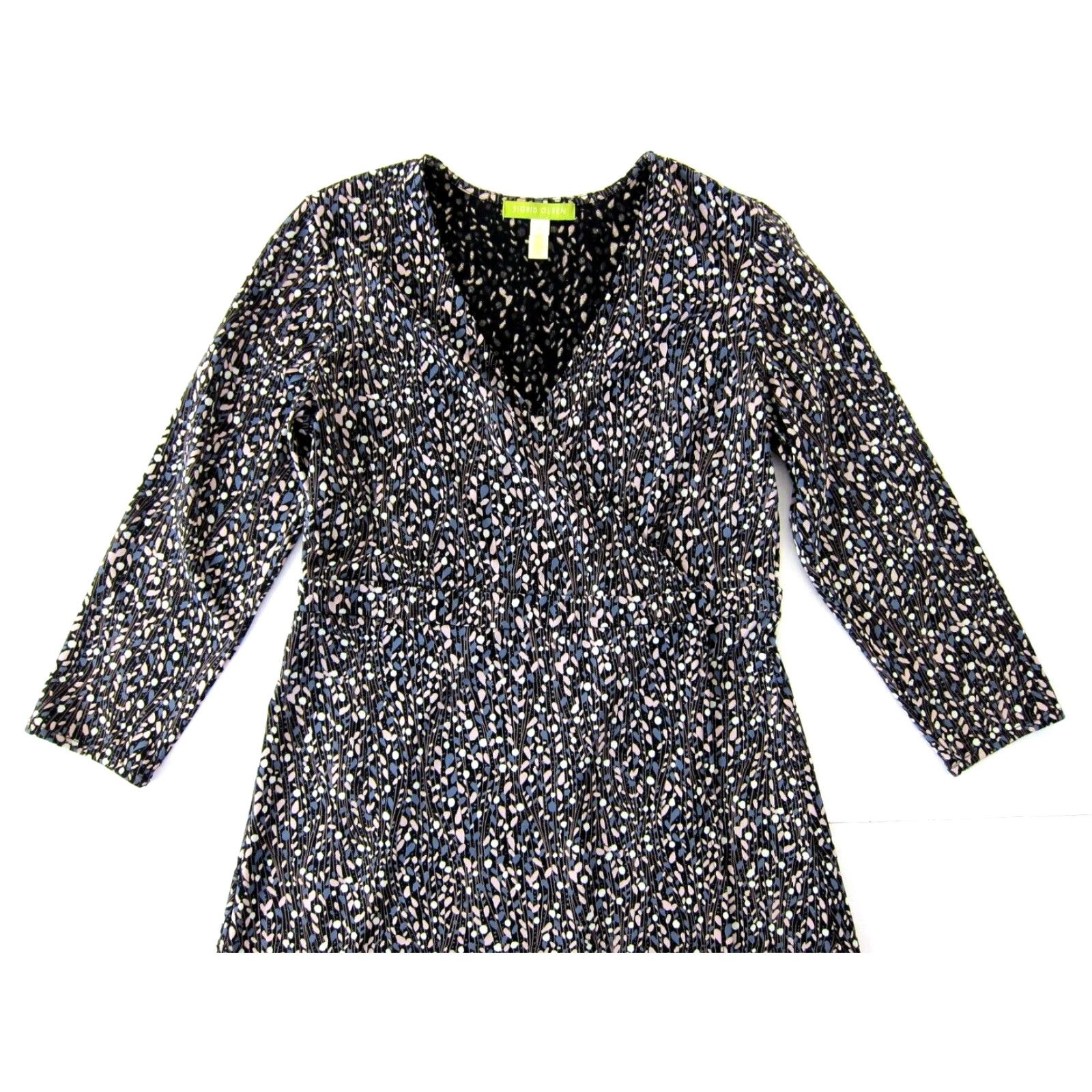 Pinko Sigrid Olsen Stretch Black Pink Blue 3/4 Sleeve V-Neck Sheath Wrap Dress Small Size S / US 4 / IT 40 - 4 Thumbnail