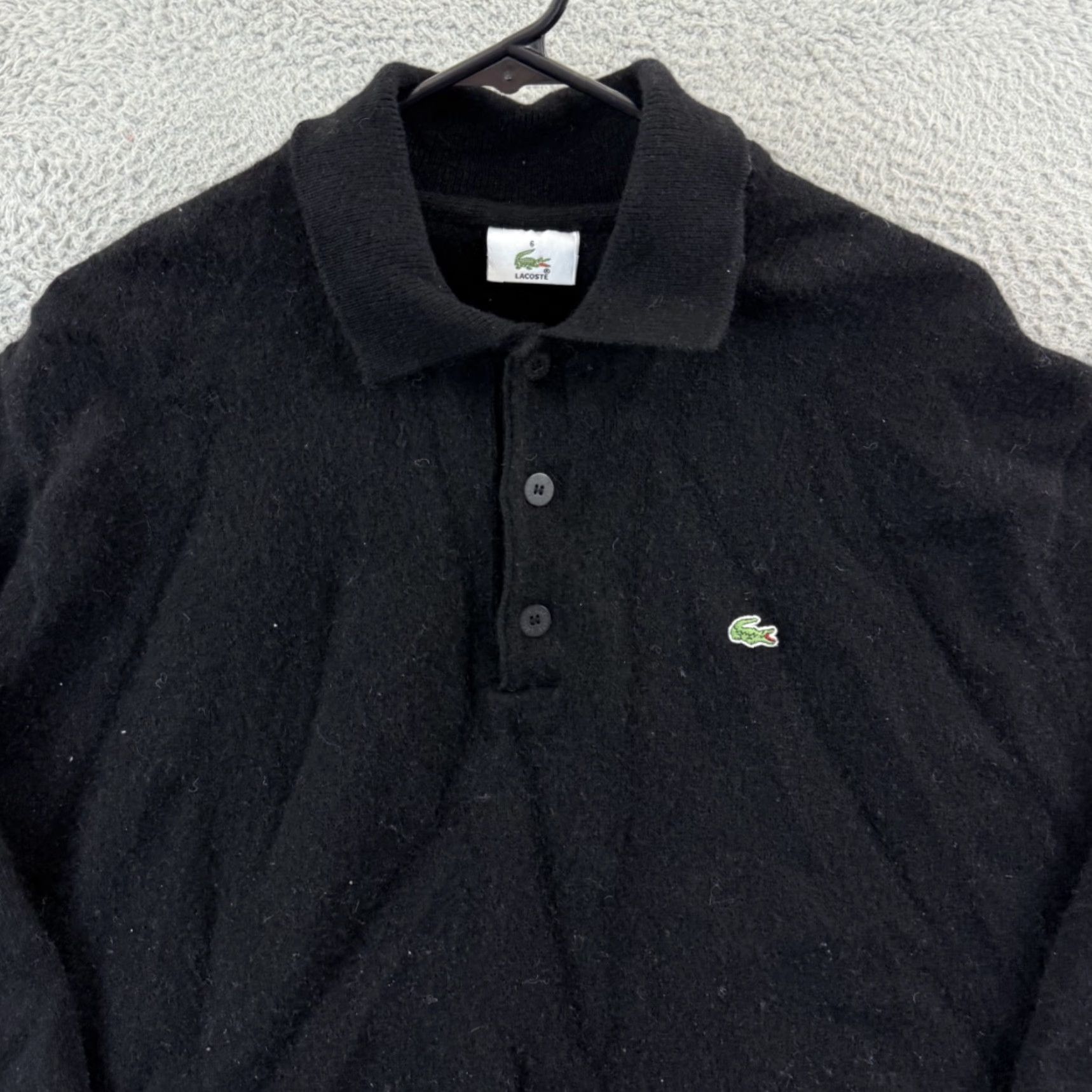 Lacoste VINTAGE Lacoste Sweater Mens 6 XL Black Wool Henley Long Sleeve Knit Preppy Pullover Size US S / EU 44-46 / 1 - 3 Thumbnail