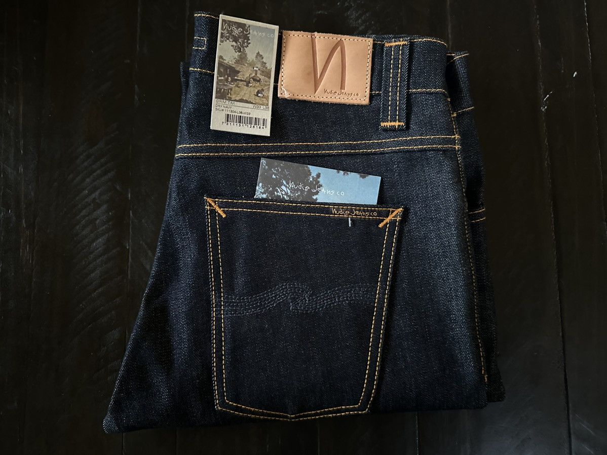 image of Nudie Jeans Grim Tim Dry Navy in Blue, Men's (Size 33)