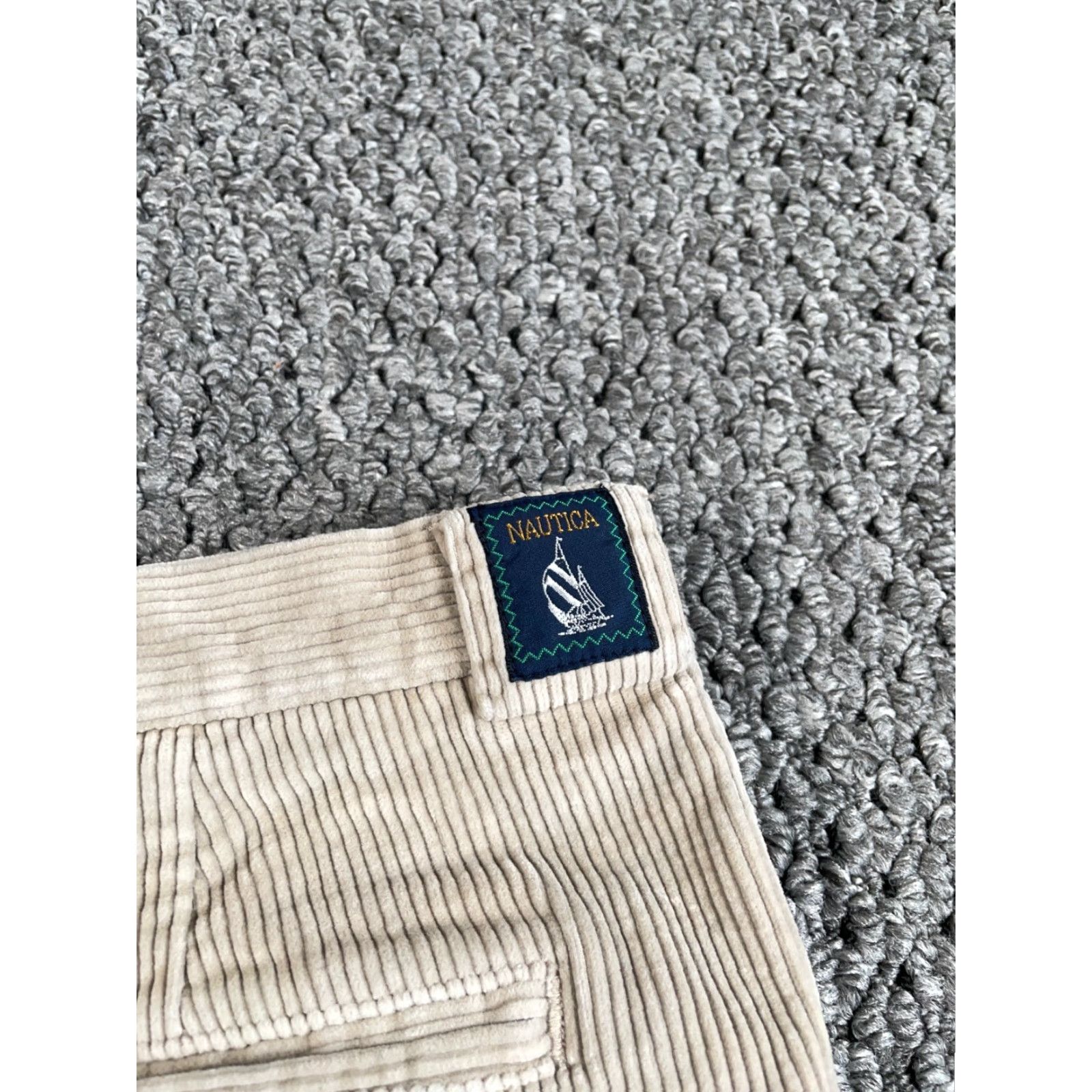 Nautica VINTAGE Nautica Pants Corduroy Baggy Fit 36x32 Beige Pleated Front Chino Straight Mens Size US 36 / EU 52 - 4 Thumbnail