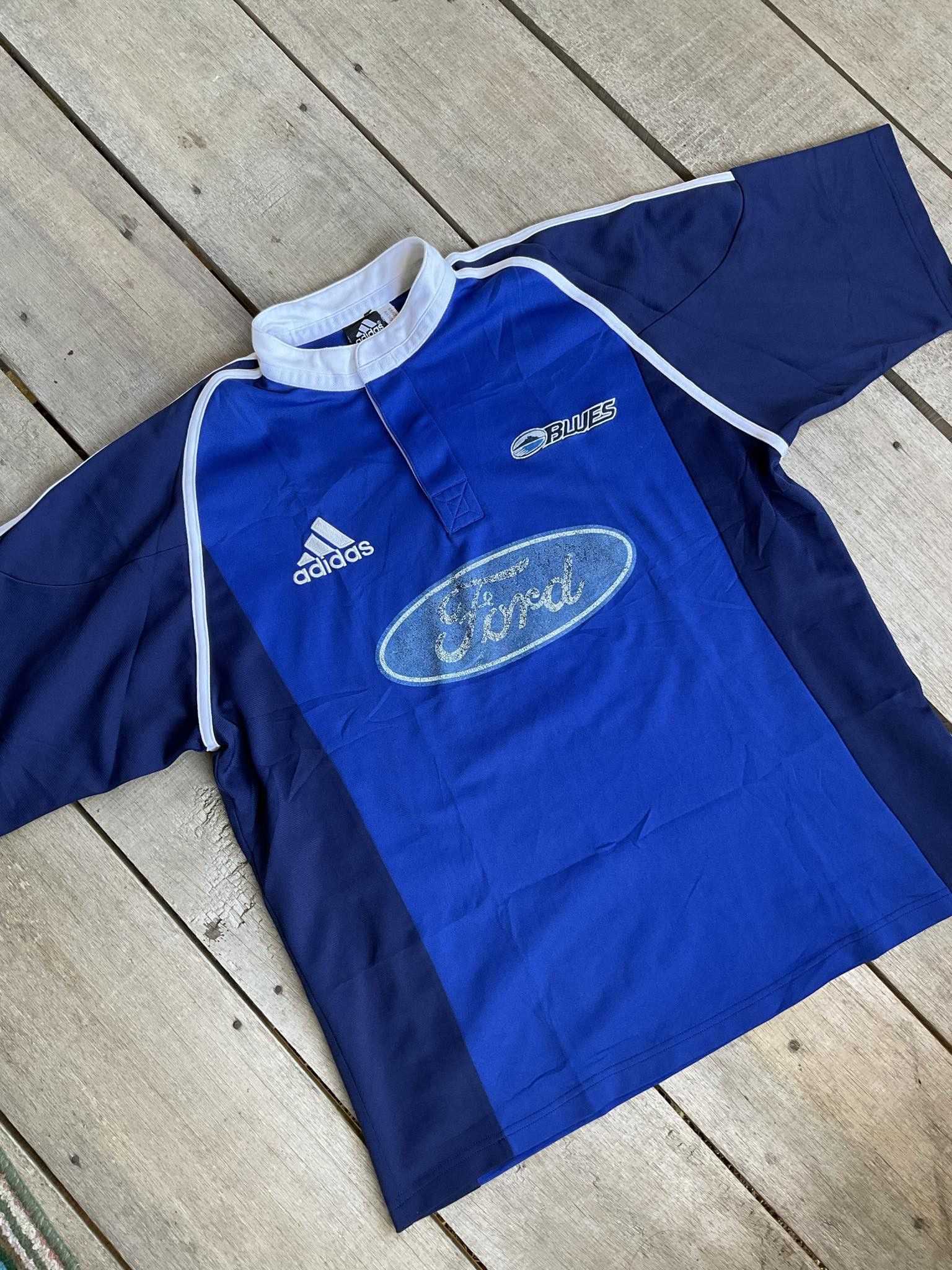 Adidas Adidas Ford jersey rugby tshirt tee blue navy sport vintage Size US XL / EU 56 / 4 - 2 Thumbnail