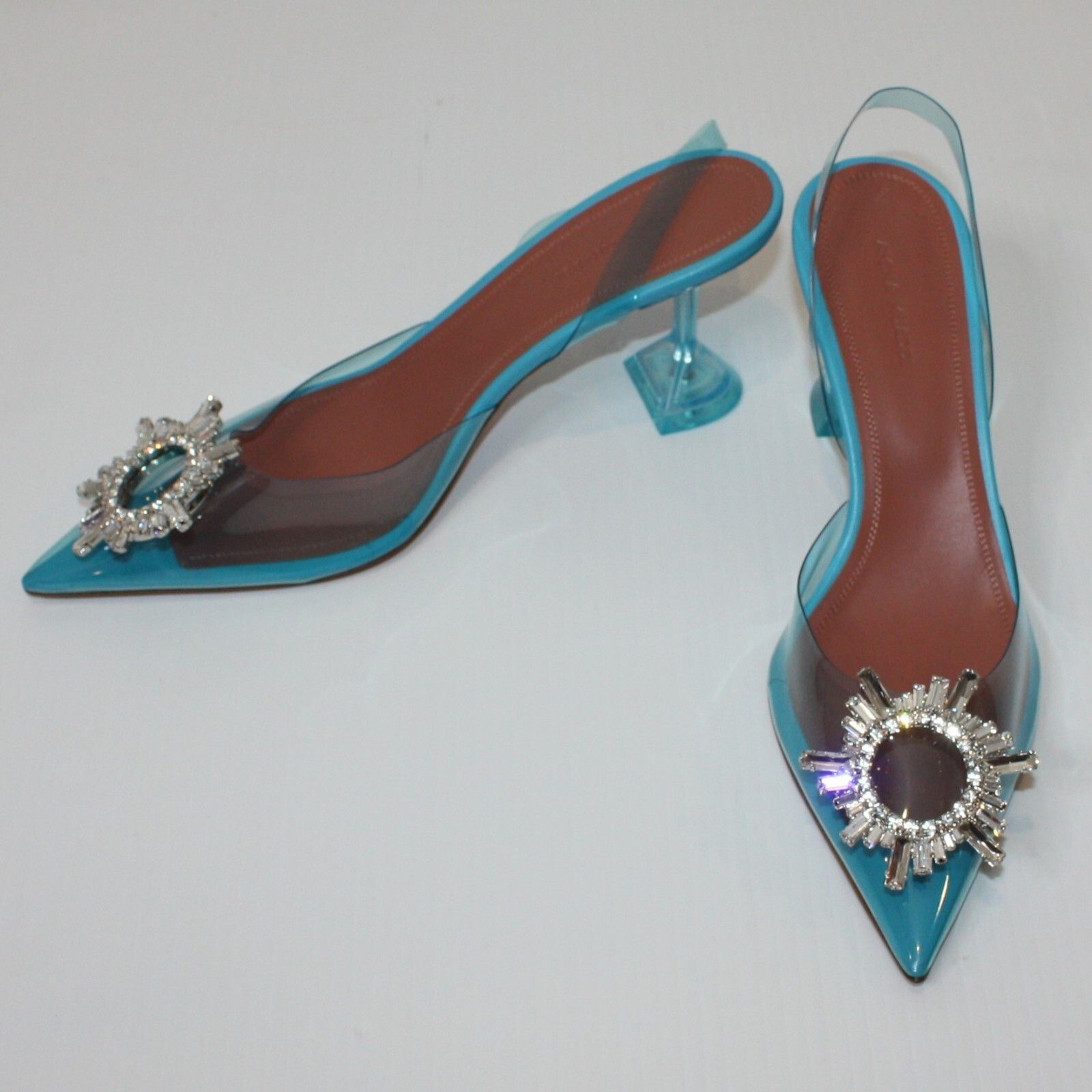Amina Muaddi Begum Glass Pointed Toe Slingback Shoes US 10 / EU 40 $1220 Size US 10 / IT 40 - 8 Thumbnail