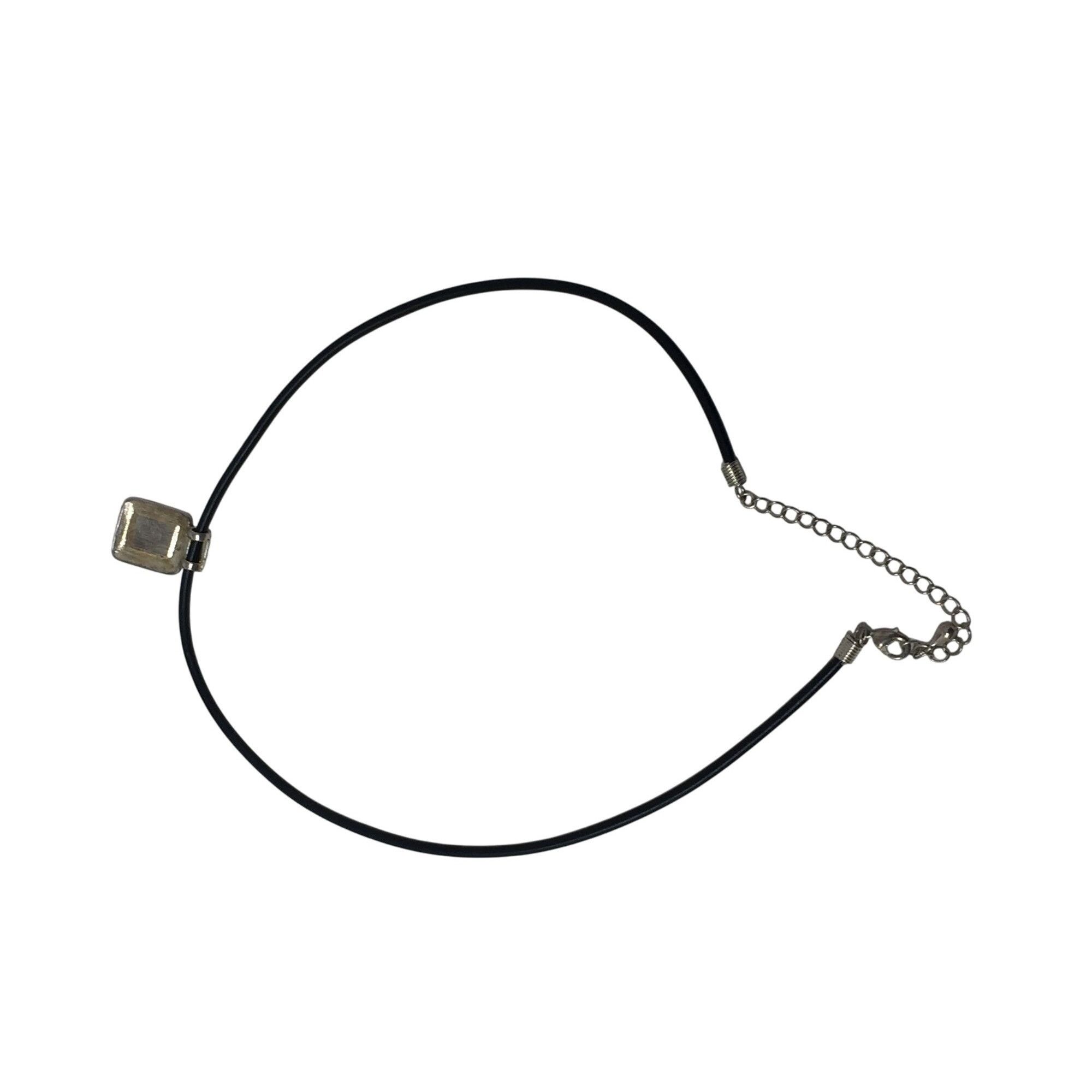 Other Unisex Black Necklace with Silver & Black Rectangular Pendan Size ONE SIZE - 5 Thumbnail