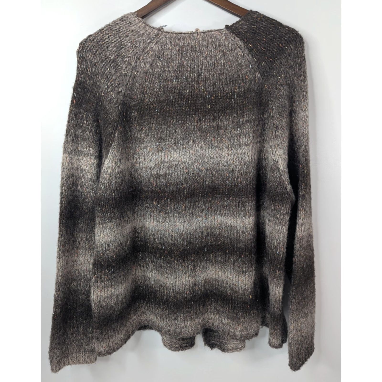 Avenue Avenue Cardigan Sweater One Button Plus Size 22/24 Brown Ombre Knit Crew Neck Long Sleeve Women Vintage: No Size 3XL / US 20-22 - 4 Thumbnail