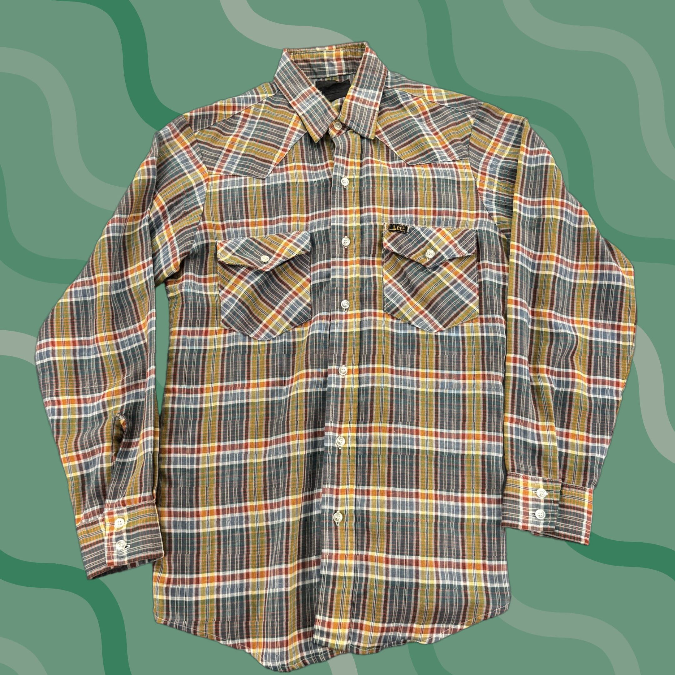 Lee VINTAGE Lee Shirt Mens Medium Plaid Western Button Cowboy Long Sleeve 70s 80s Size US M / EU 48-50 / 2 - 1 Thumbnail