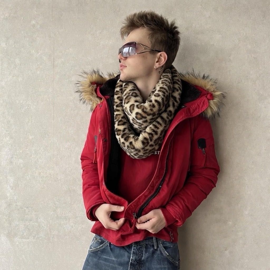 Vintage Parajumpers Style Fur Cropped Bomber Jacket LGB