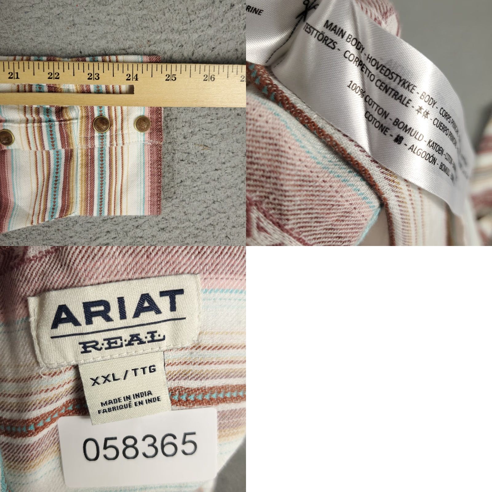 Ariat VINTAGE Ariat Womens Shirt 2XL Long Sleeve Red Striped Western Snap Button-Up Casual Fall Winter Womens Size XXL / US 16-18 / IT 52-54 - 8 Thumbnail