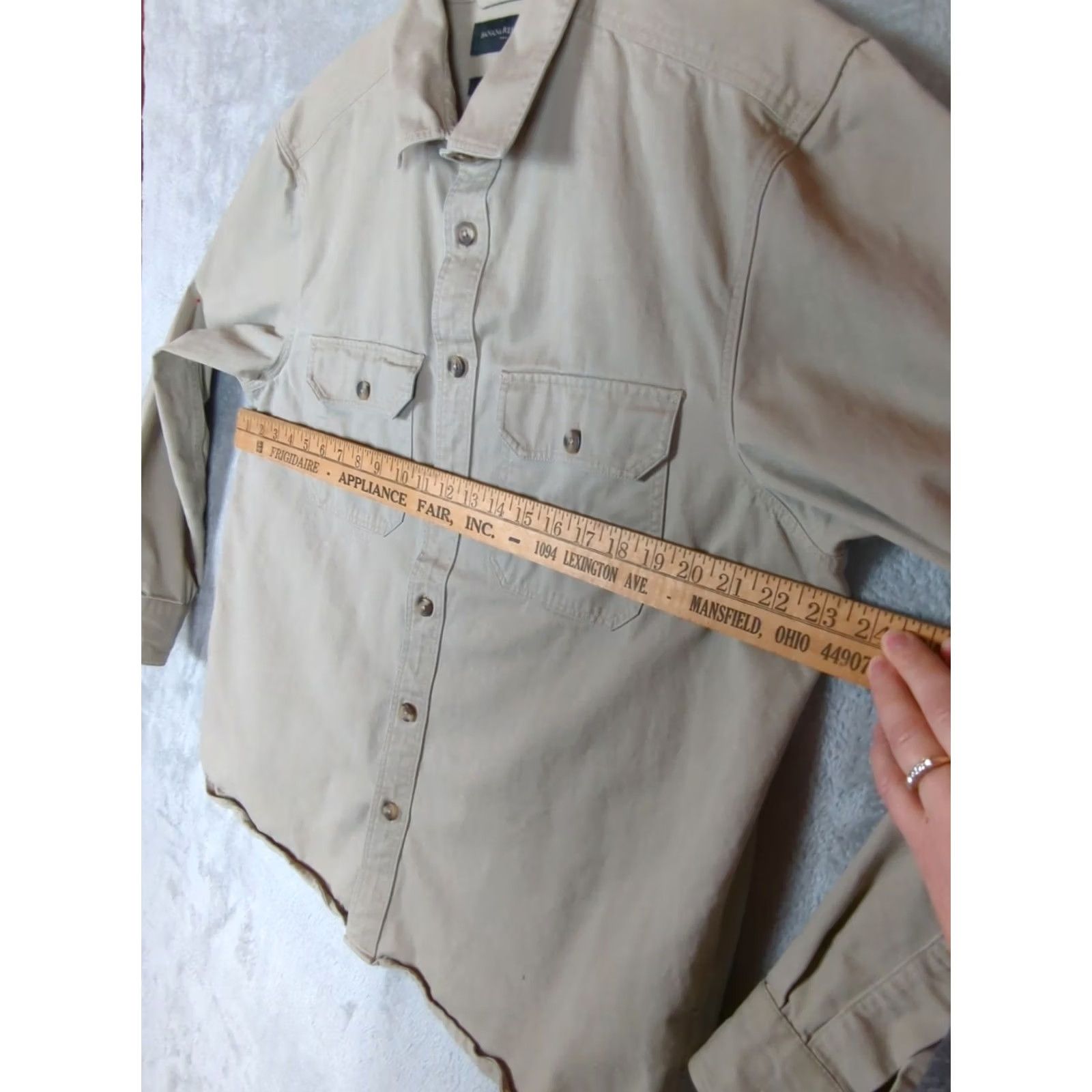Banana Republic BANANA REPUBLIC Shirt Button-Up Khaki Solid Regular Fit L Long Sleeve Cotton Twill Casual Work Utility Mens Size US L / EU 52-54 / 3 - 6 Thumbnail