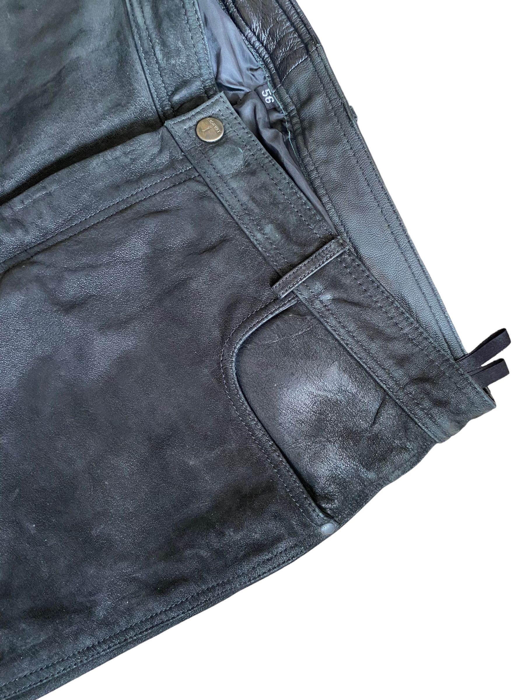 Genuine Leather × Leather × Vintage Vintage matte suede leather biker pants Size US 38 / EU 54 - 3 Thumbnail