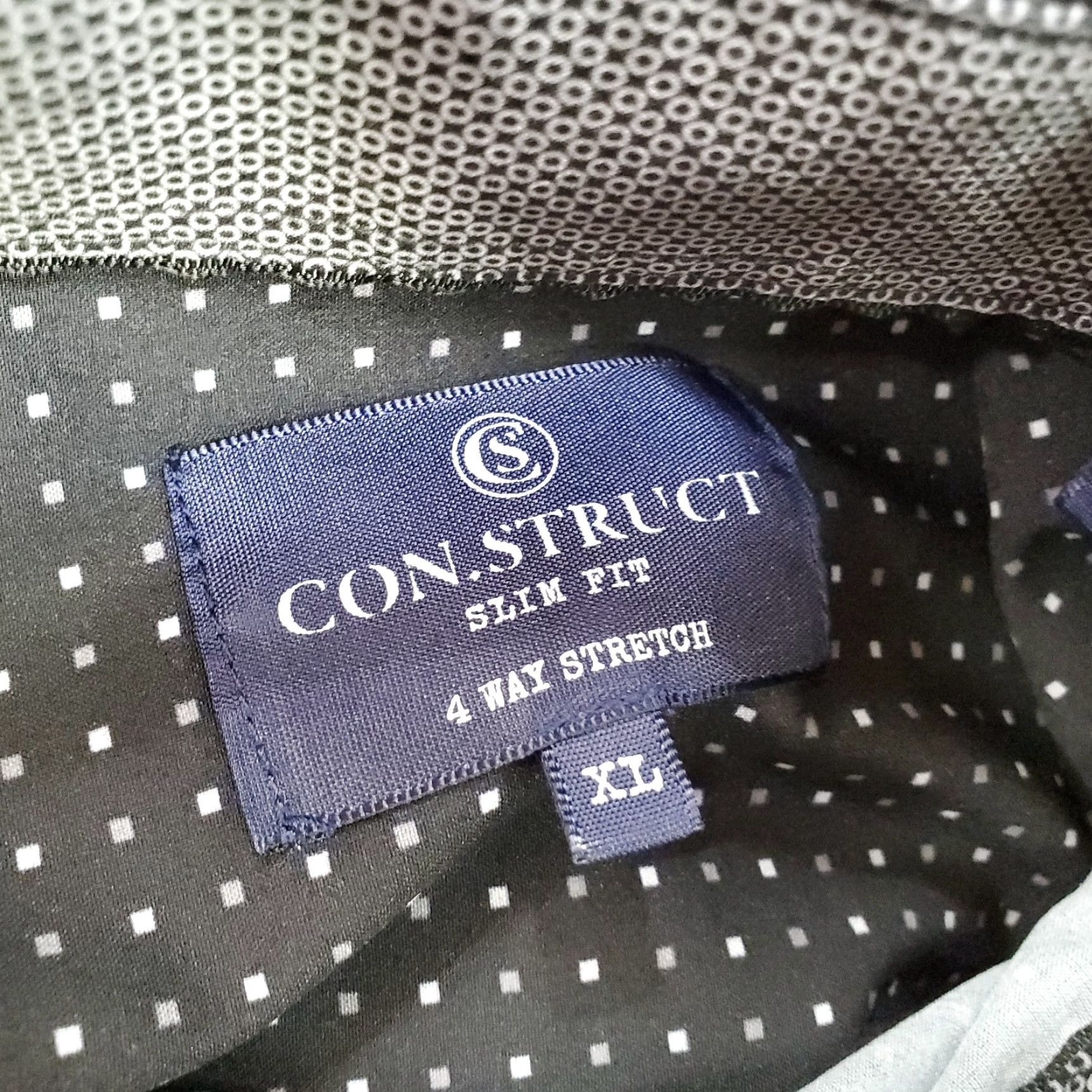 Vintage Con.Struct Shirt Mens XL Black Gray Button Up 4 Way Stretch Performance Slim Button-Down Collar Size US XL / EU 56 / 4 - 7 Thumbnail