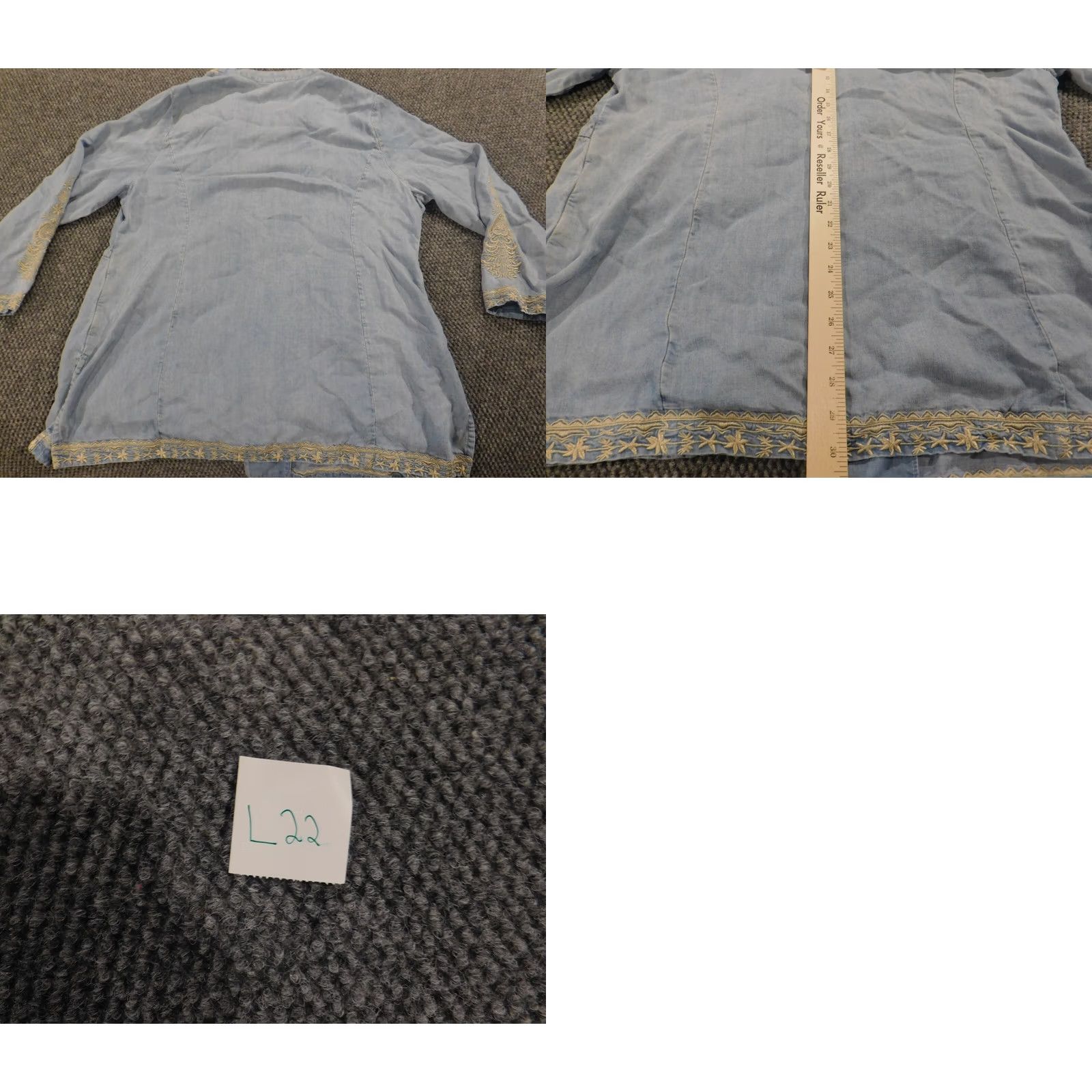 Vintage Chicos Womens Denim Kimono Blouse Open Crew Neck Long Sleeve Blue 3 Regular Cotton Denim Size XS / US 0-2 / IT 36-38 - 9 Thumbnail
