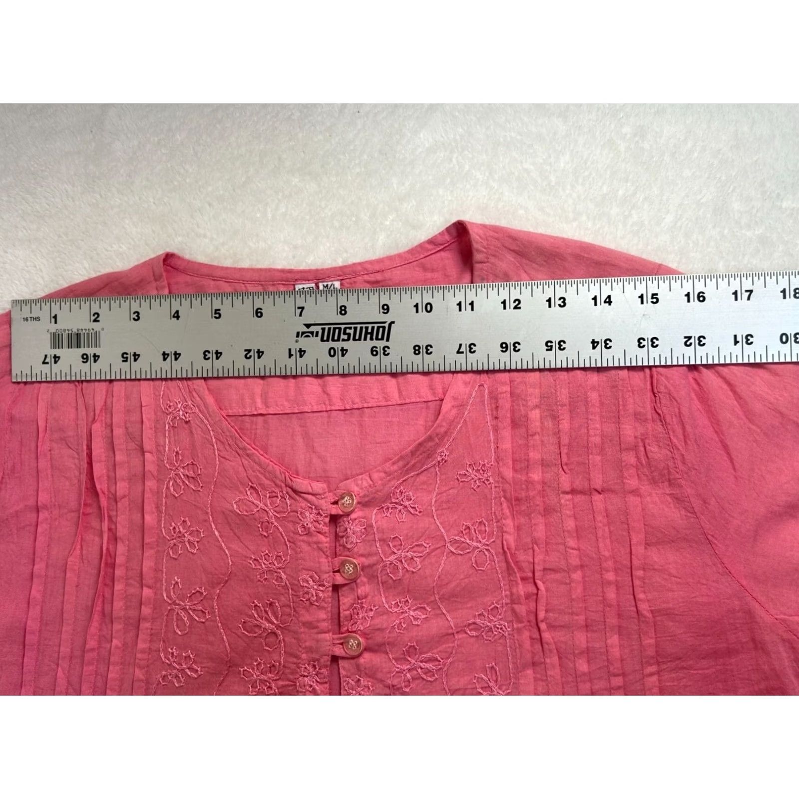 ESPIRIT Paths The Spirit Women Pink Ombre 3/4 Sleeve Embroidered Tunic Top M/L Cotton Size M / US 6-8 / IT 42-44 - 7 Thumbnail