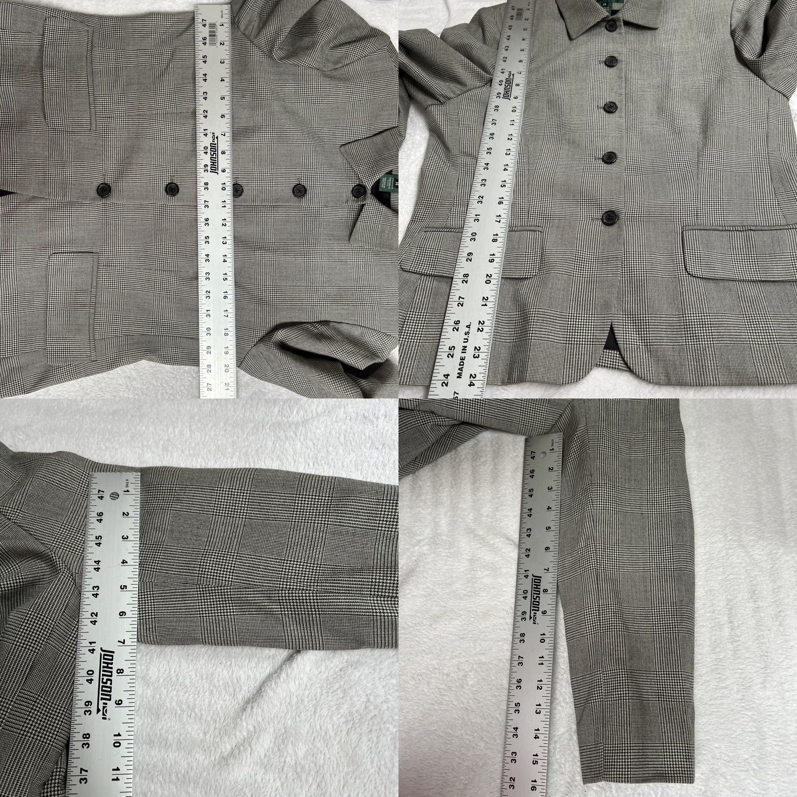 Ralph Lauren Lauren Ralph Lauren Women Wool Plaid Blazer Jacket Size 14 Single Breasted Black Size XL / US 12-14 / IT 48-50 - 8 Thumbnail