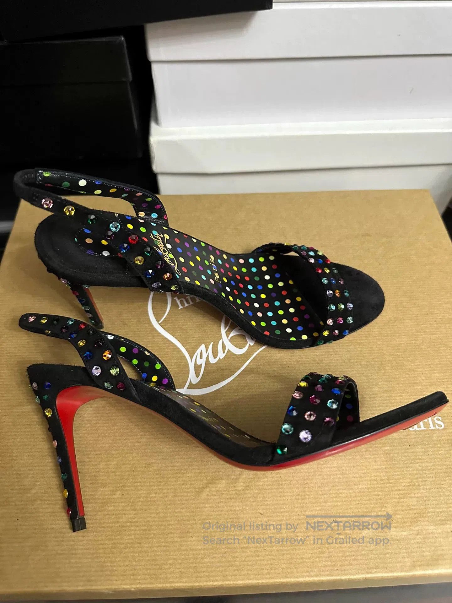 Christian Louboutin Christian Louboutin Rainbow Crystal Sandals. Size US 7 / IT 37 - 3 Thumbnail