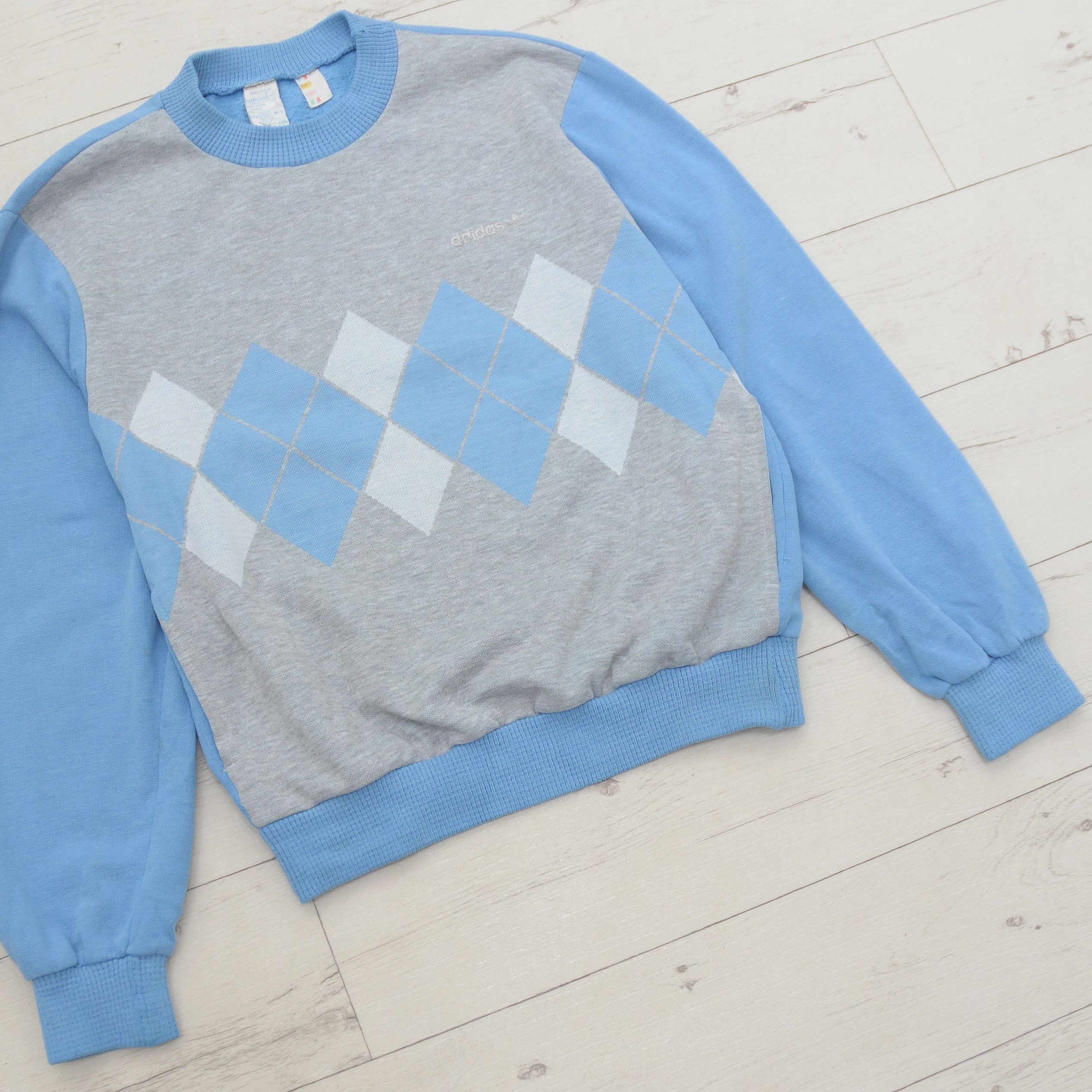 Adidas × Vintage Vintage 70-80's Adidas Ventex GREENWICH Diamond Sweatshirt Size US M / EU 48-50 / 2 - 3 Thumbnail