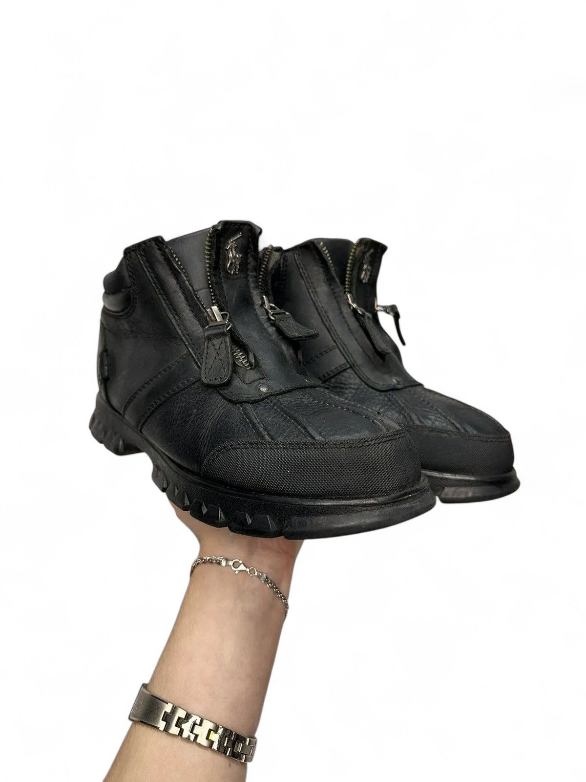 RRL Ralph Lauren Vintage Polo Ralph Lauren Black Tech Zip Leather Shoes Y2K Size US 8.5 / EU 41-42 - 4 Thumbnail