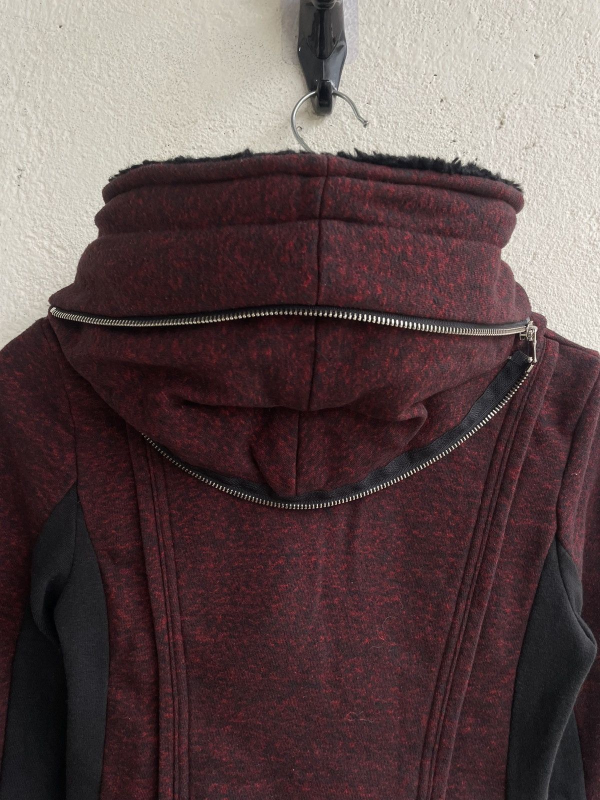 Undercover 2000s Egoist Fur Asymmetric Jacket Burgundy Gothic LGB ifsix Size US S / EU 44-46 / 1 - 8 Thumbnail