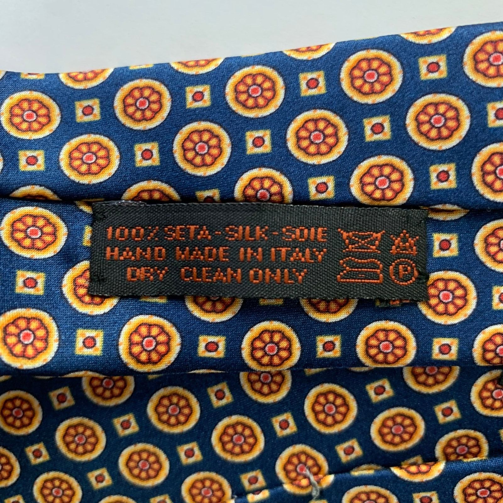 Dolcepunta DOLCEPUNTA Navy Gold Floral Silk Tie Size ONE SIZE - 4 Thumbnail
