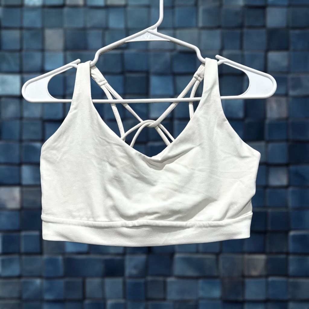 Athleta Athleta Solace Sports Bra Womens Size S White Strappy Crossback Nylon Blend Wireless EUC Size ONE SIZE - 1 Thumbnail