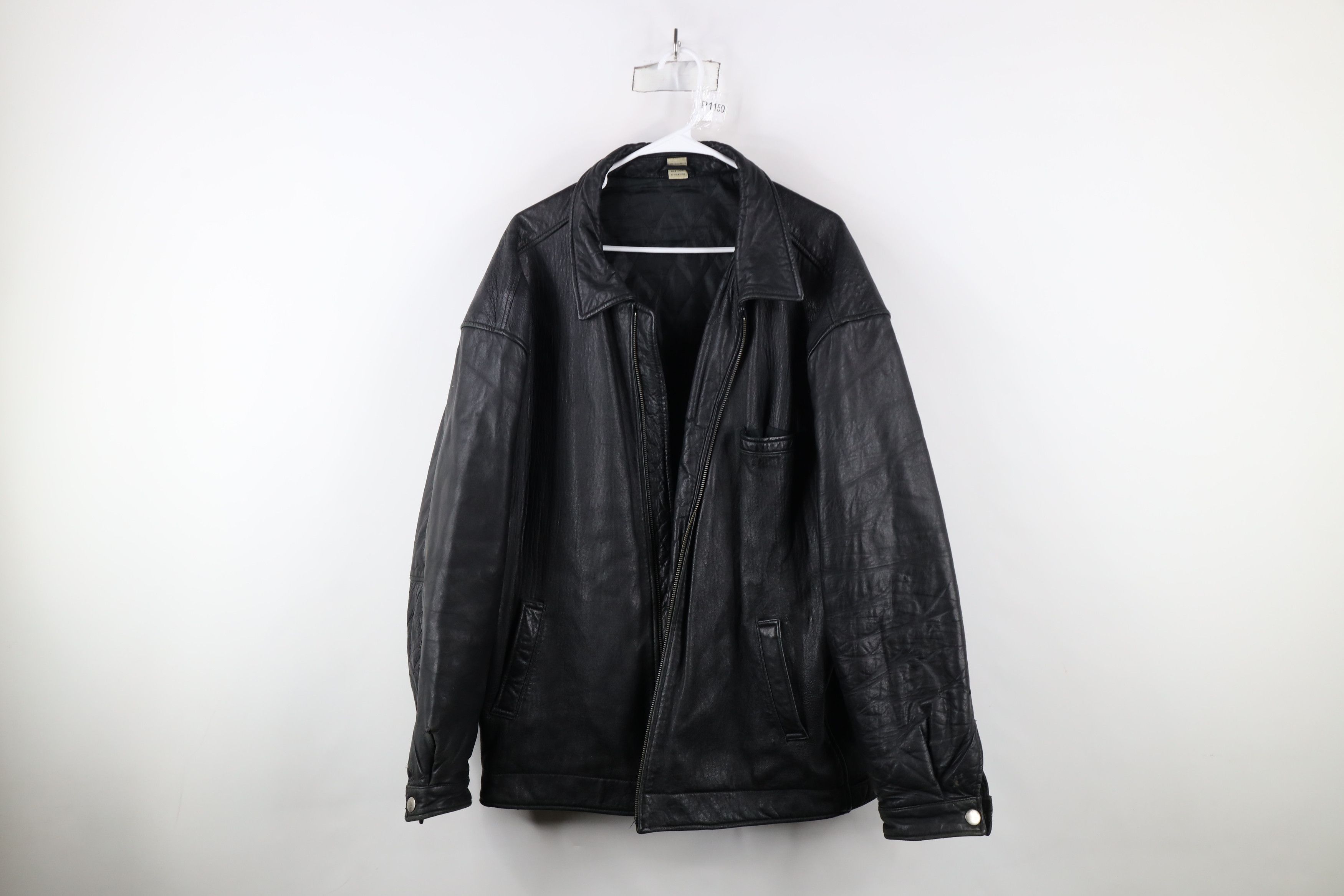 Vintage Vintage 90s Streetwear Quilted Leather Jacket Black AS IS Size US XXL / EU 58 / 5 - 1 Thumbnail