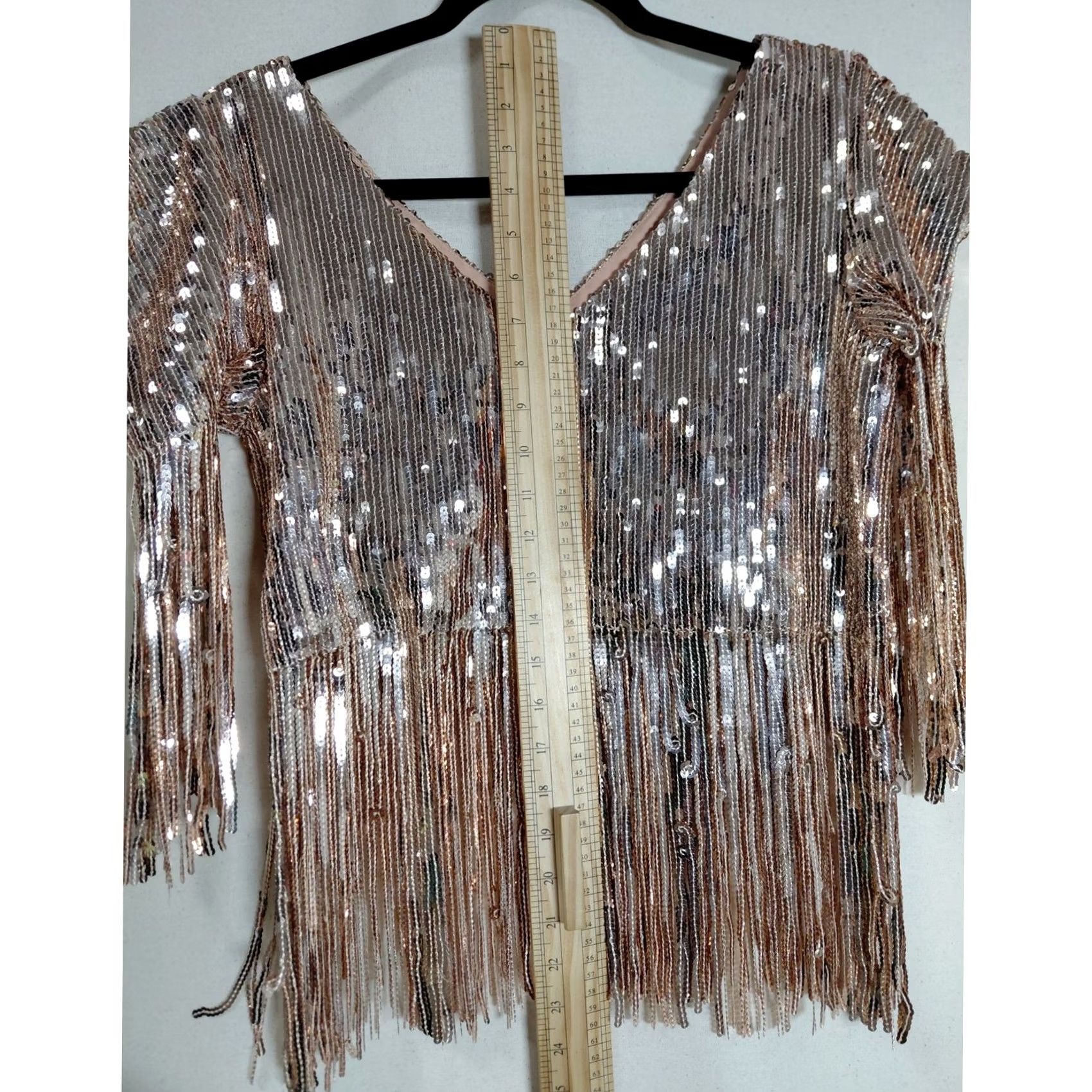 Vintage MARIANA CAMACHO -M- Sequin Fringe Top Silver Short M Women Size M / US 6-8 / IT 42-44 - 6 Thumbnail