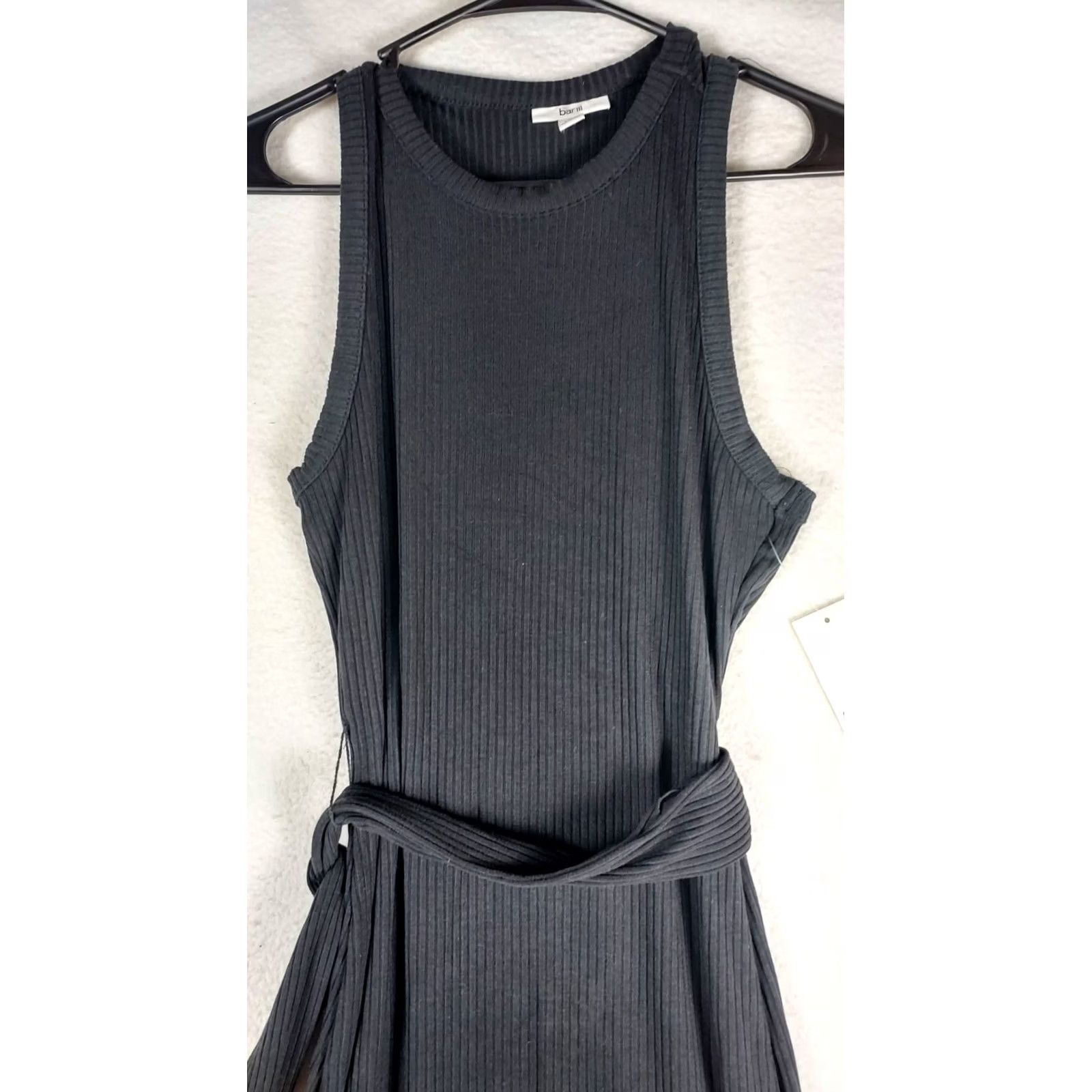 Bar III Bar III Women’s S Black Ribbed Midi Dress Sleeveless Tie Waist Bodycon Size S / US 4 / IT 40 - 4 Thumbnail