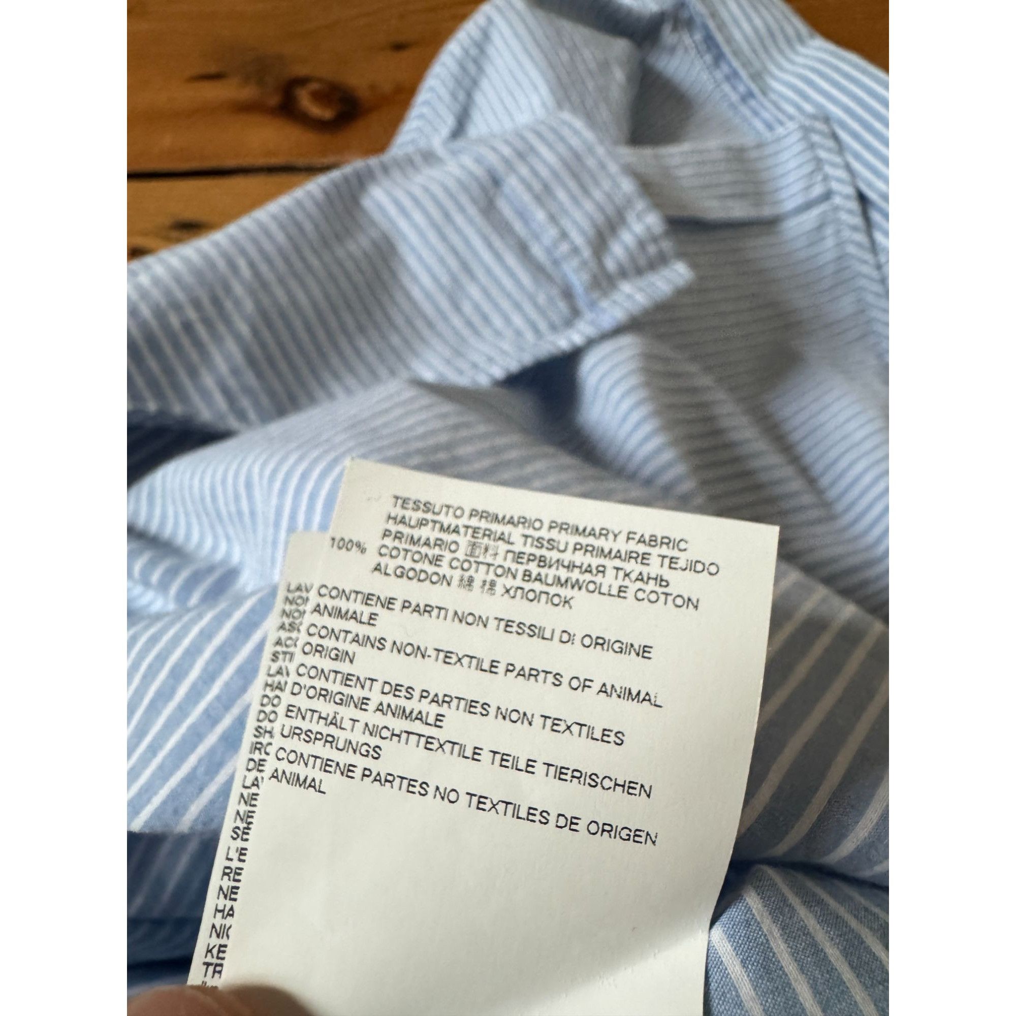 Maison Margiela SS 2019 White & Blue Striped Circular Shirt Size M / US 6-8 / IT 42-44 - 5 Thumbnail