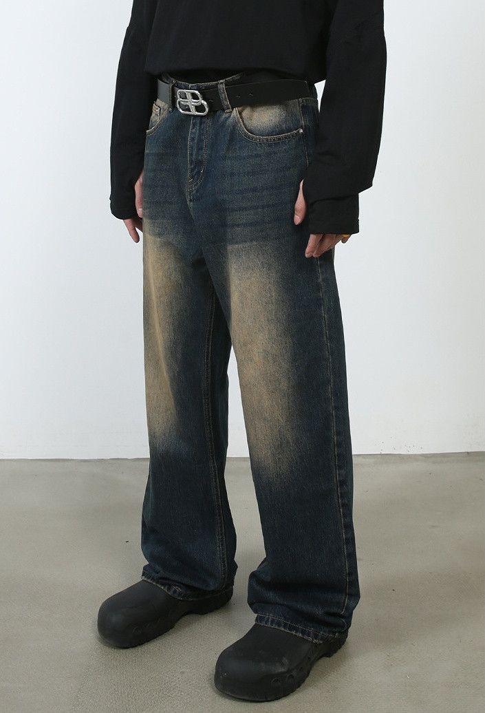 Designer × Japanese Brand Washed vintage distressed straight jeans loose Size US 32 / EU 48 - 4 Thumbnail
