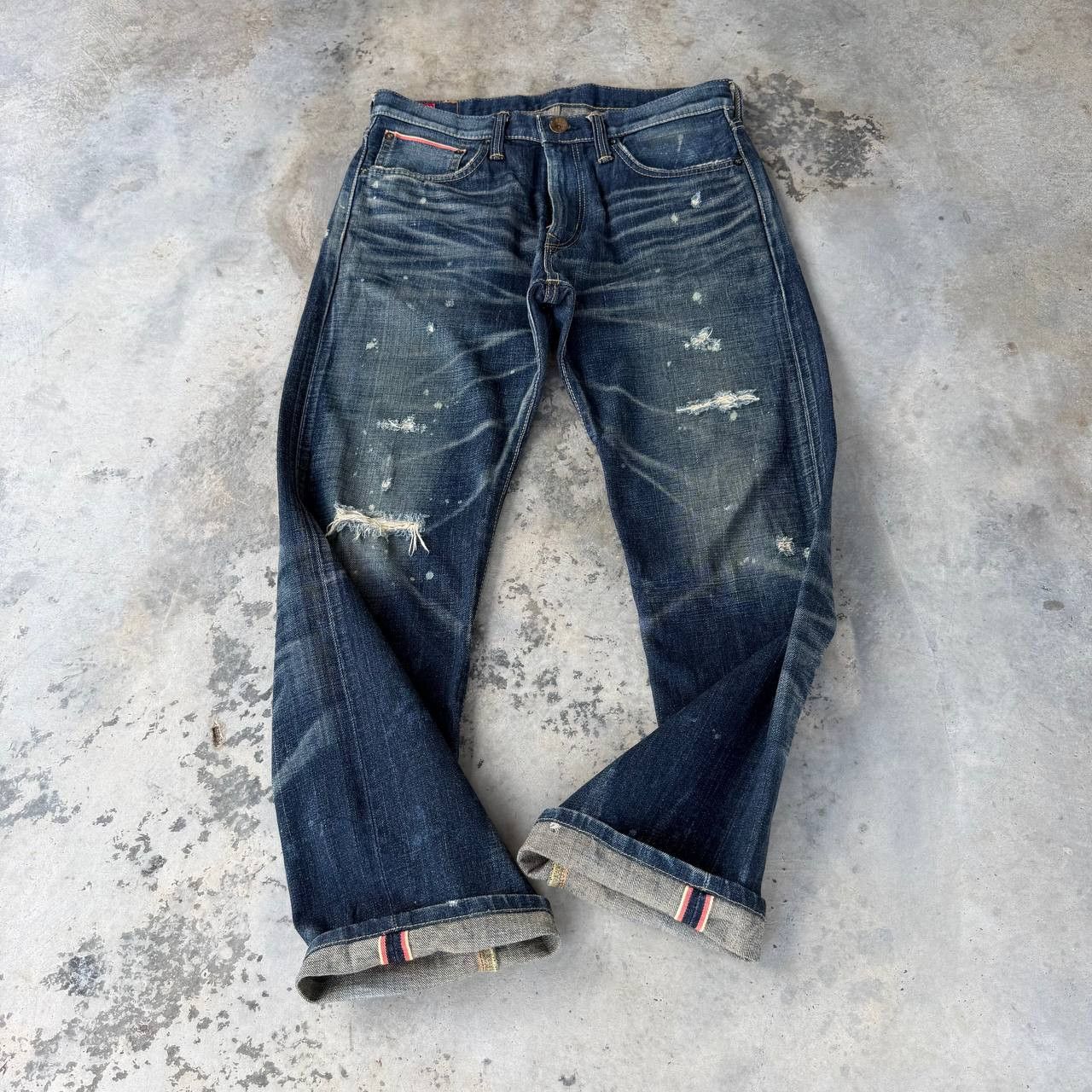 Edwin VINTAGE EDWIN 505ZX BUCKLE BACK REDLINE DISTRESSED HONEYCOMB Size US 30 / EU 46 - 10 Thumbnail