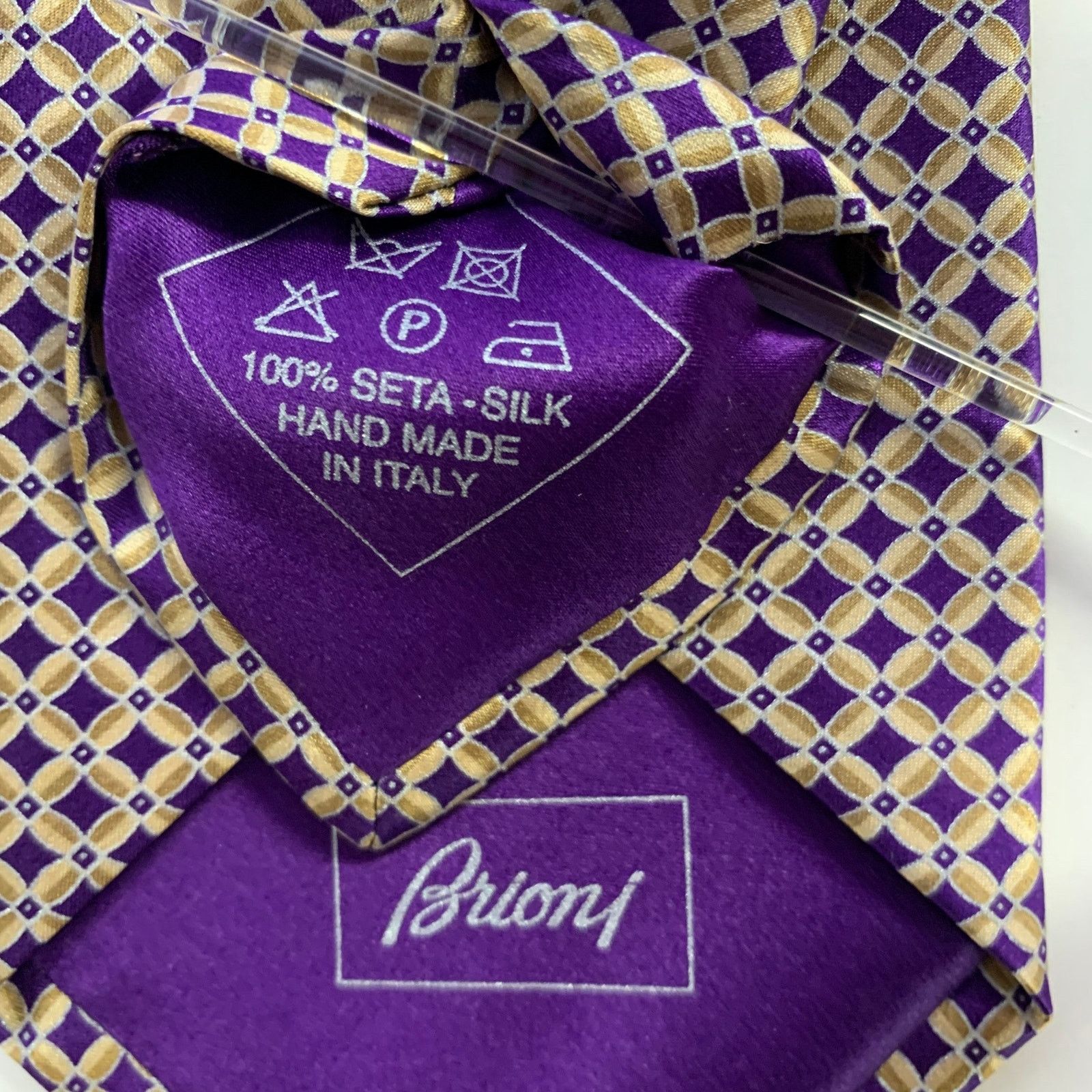 Brioni BRIONI Purple Tan Geometric Silk Tie Size ONE SIZE - 3 Thumbnail
