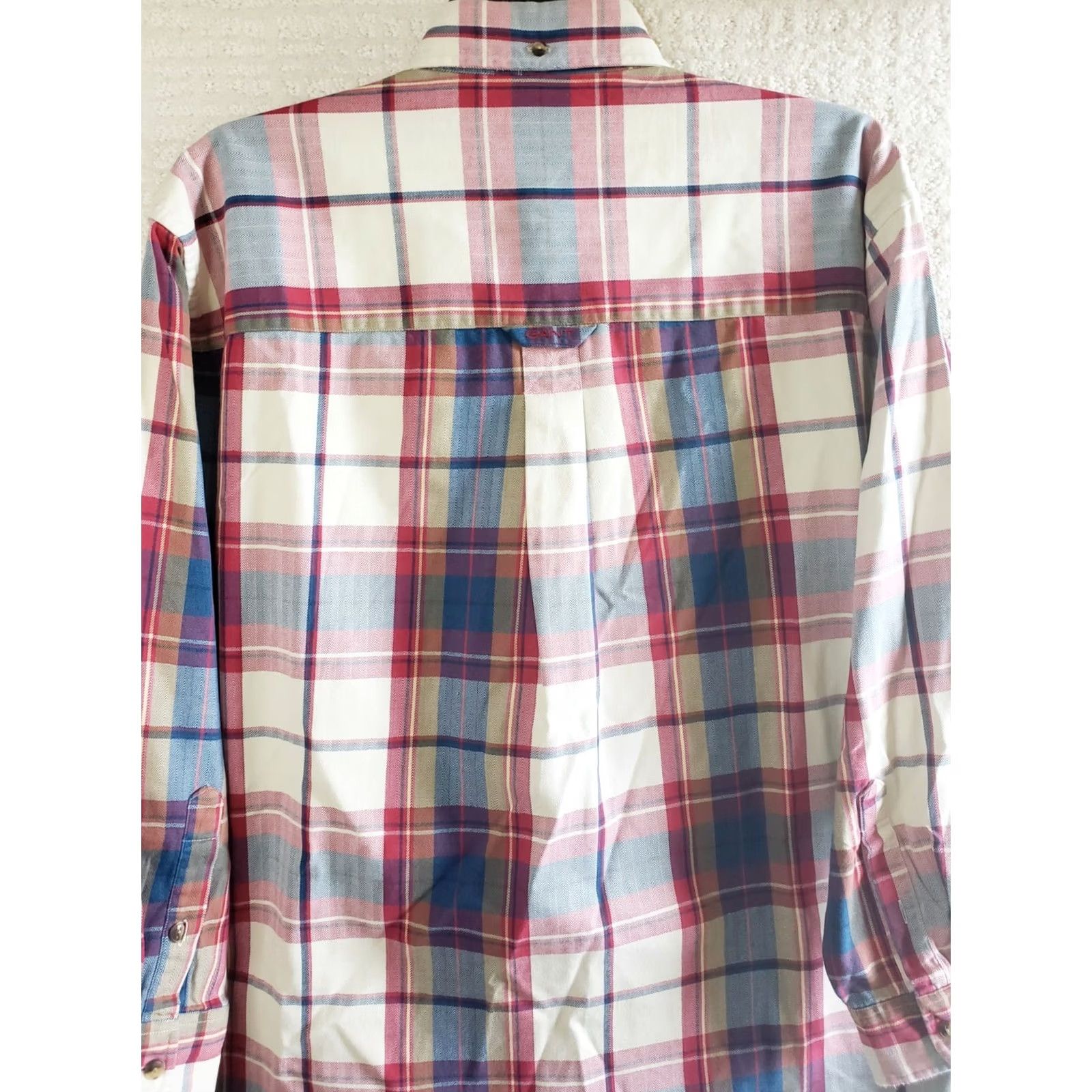 Gant GANT Shirt Mens M Blue Herringbone Harbor Men Plaid Button Red White Size US M / EU 48-50 / 2 - 7 Thumbnail