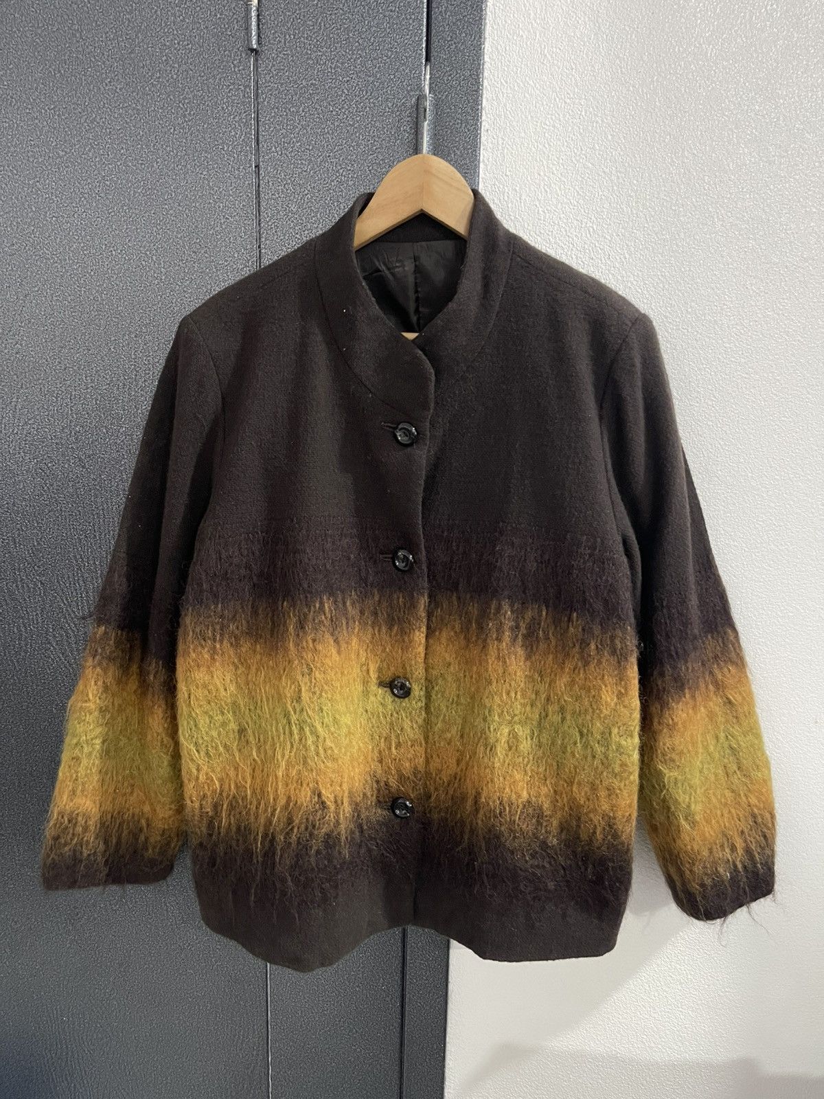 Japanese Brand Vintage Unbrand Collarless Yellow Stripe Jacket Size US XL / EU 56 / 4 - 1 Thumbnail