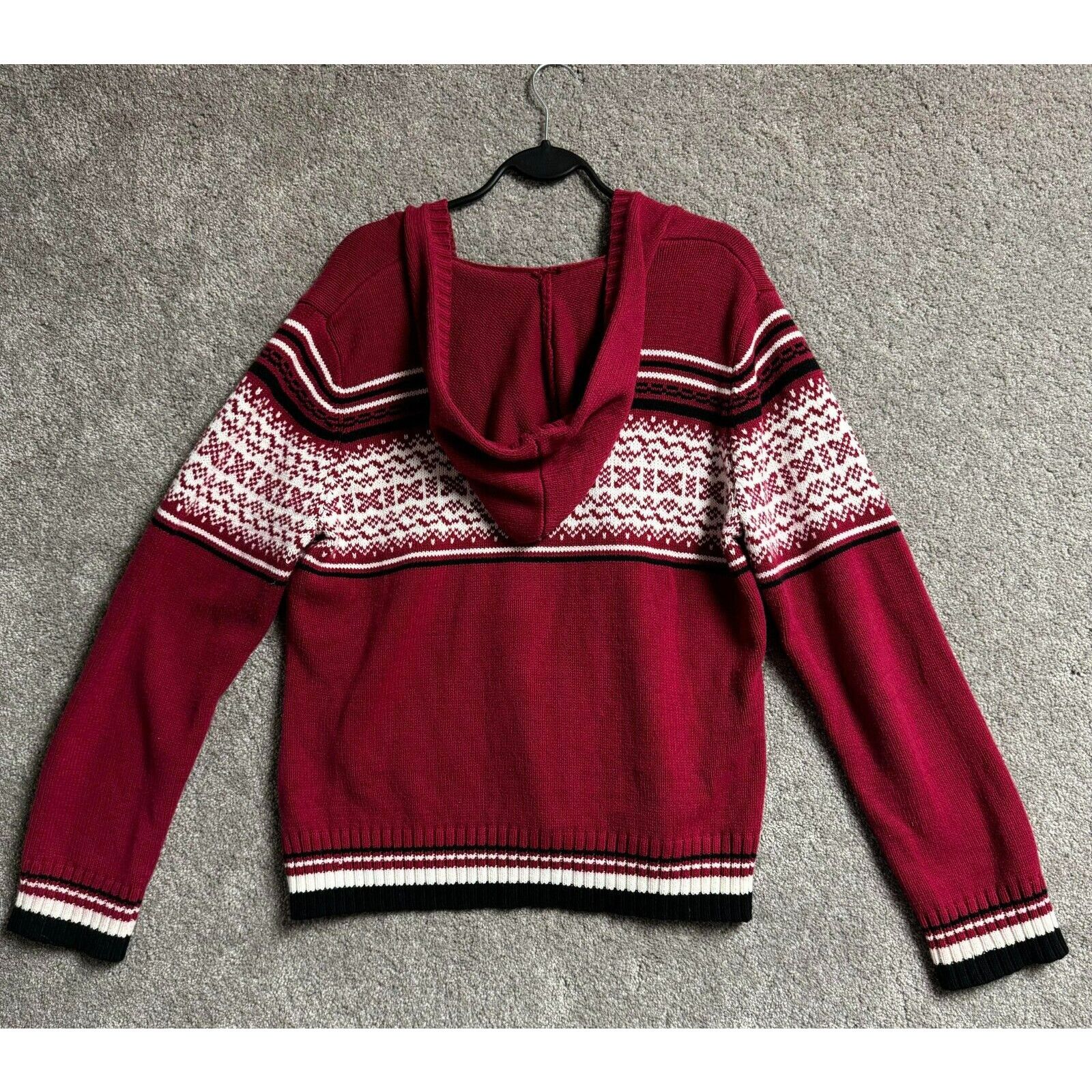 Sonoma Vintage Hooded Sweater Womens L Fair Isle Grandpa 90s Y2K Size L / US 10 / IT 46 - 2 Thumbnail