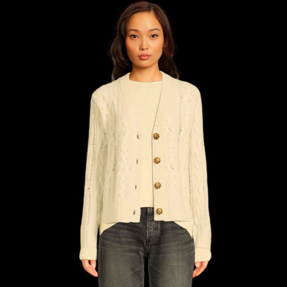 NAADAM NAADAM Cream/Tan Cashmere Cardigan | Size XS Size XS / US 0-2 / IT 36-38 - 4 Thumbnail
