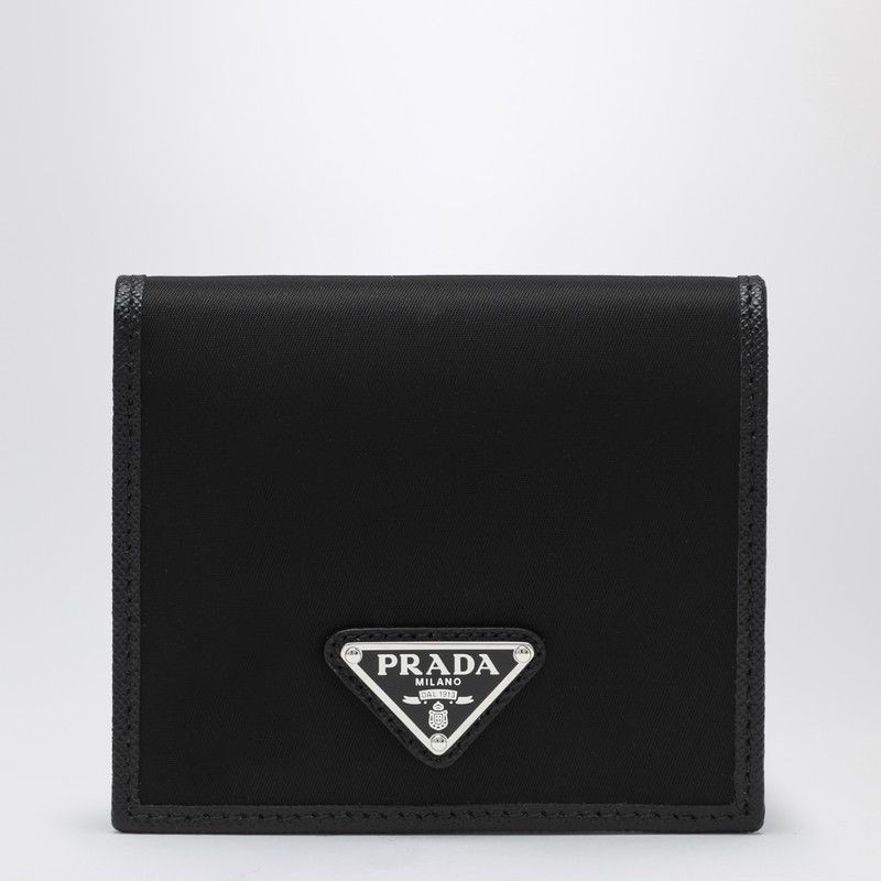 Prada Black Wallet In Nylon E Saffiano