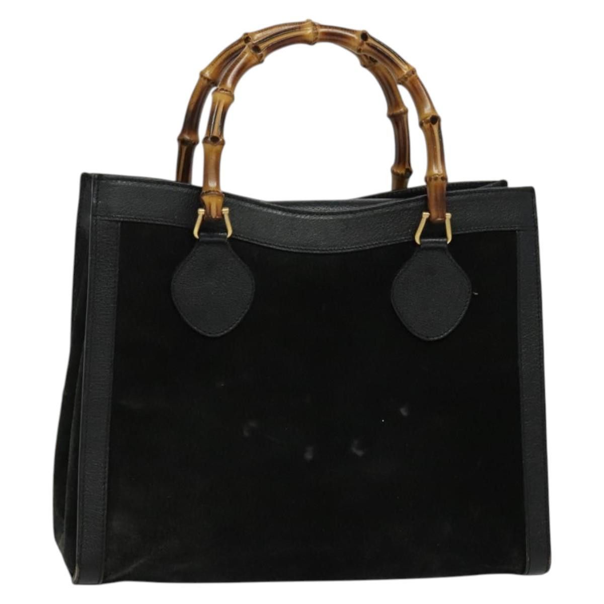 Gucci GUCCI Bamboo Tote Bag Suede Leather Black Gold 002 1186 002 Size ONE SIZE - 1 Thumbnail