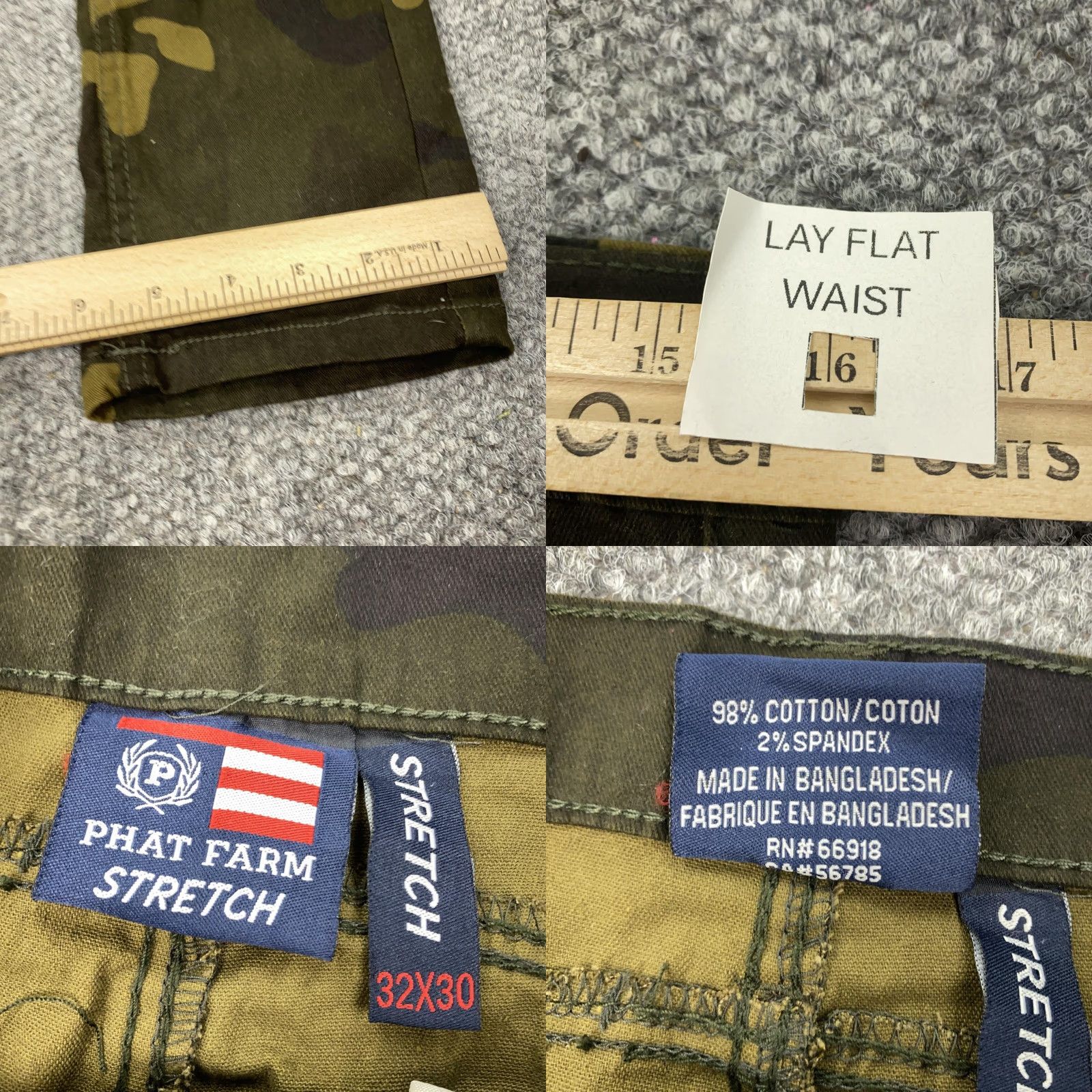 Phat Farm Phat Farm Pants 32x30 Army Camo Stretch Cargo Mens Green Size US 32 / EU 48 - 8 Thumbnail